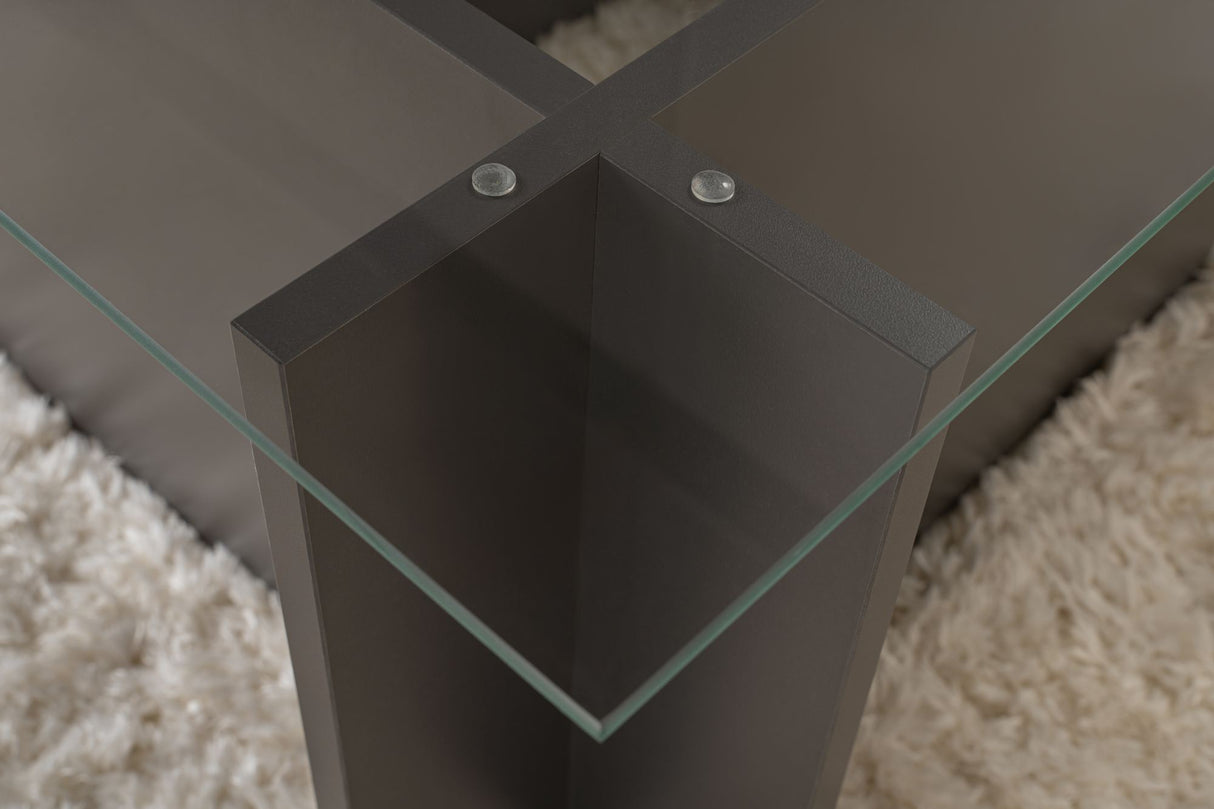 Tavolino Rettangolare Moderno Vetroni Antracite - Vetro - 105x65 cm