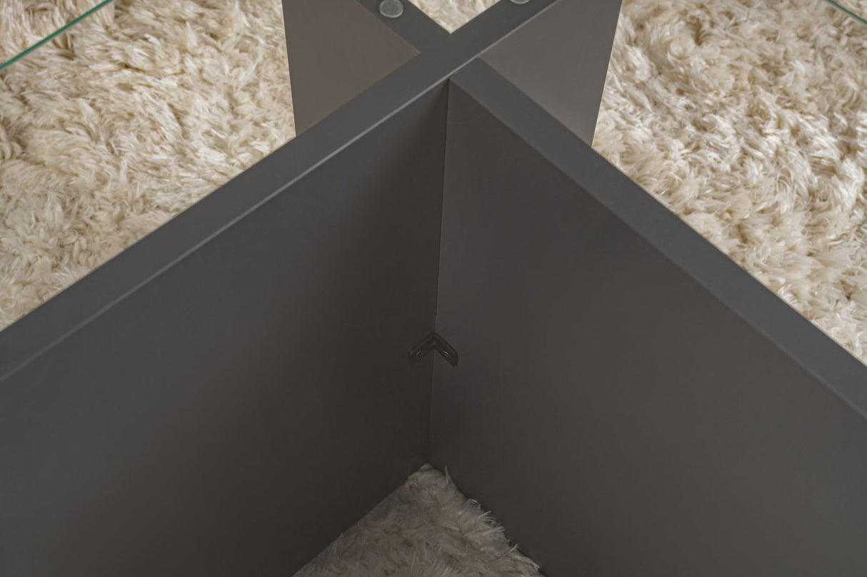 Tavolino Rettangolare Moderno Vetroni Antracite - Vetro - 105x65 cm