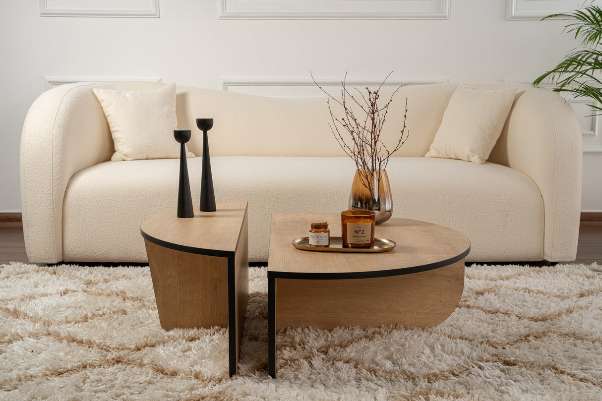 Tavolino rotondo 85 cm Melaminico effetto rovere naturale Orin