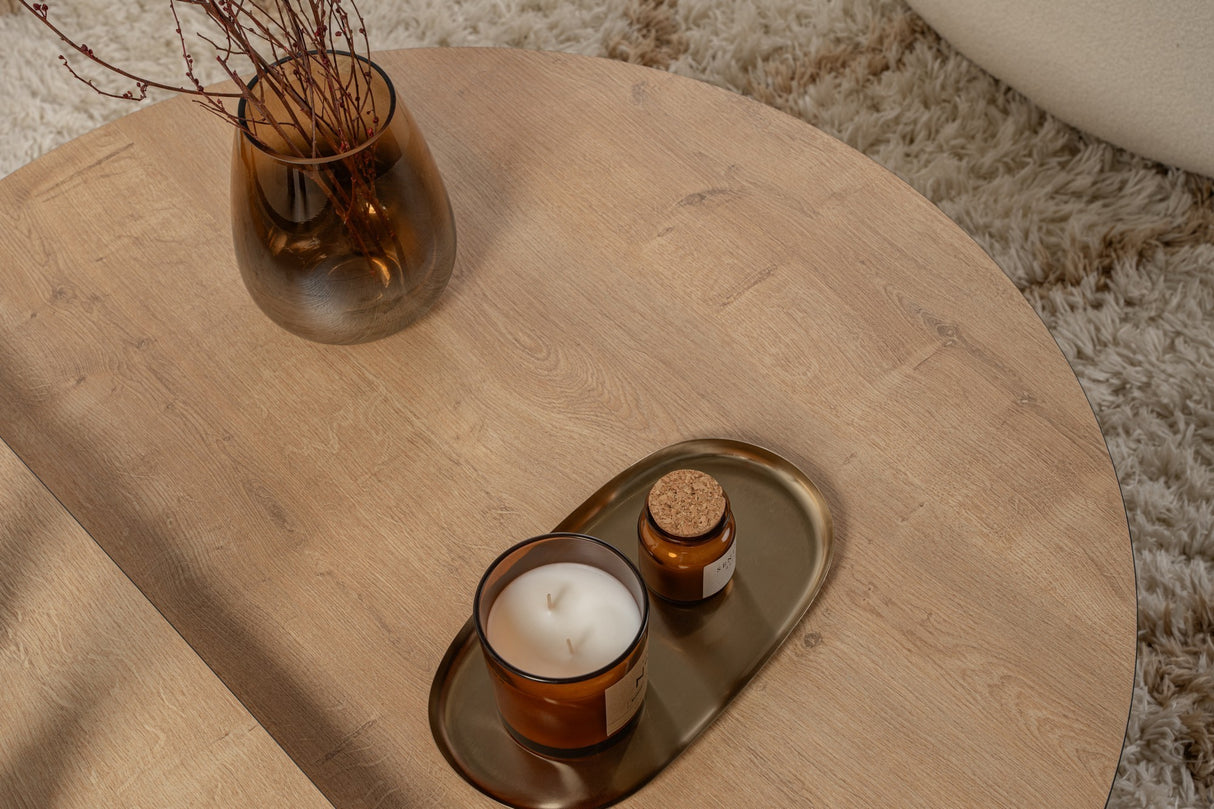 Tavolino rotondo 85 cm Melaminico effetto rovere naturale Orin