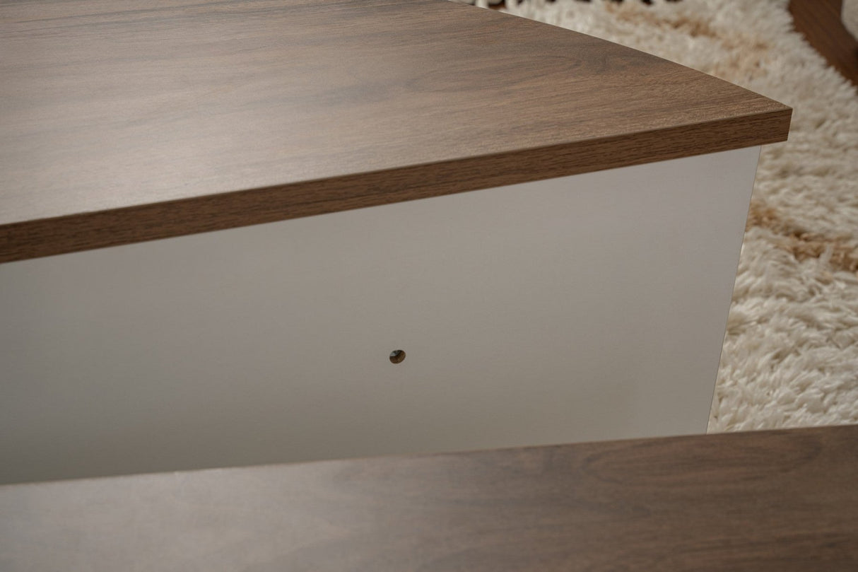 Tavolino rotondo Orion noce e melaminico bianco 90x60 cm