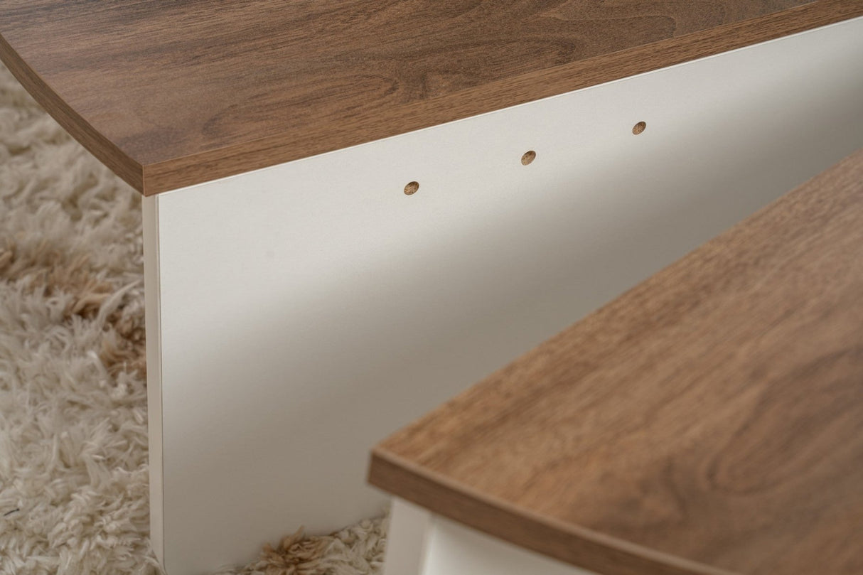 Tavolino rotondo Orion noce e melaminico bianco 90x60 cm