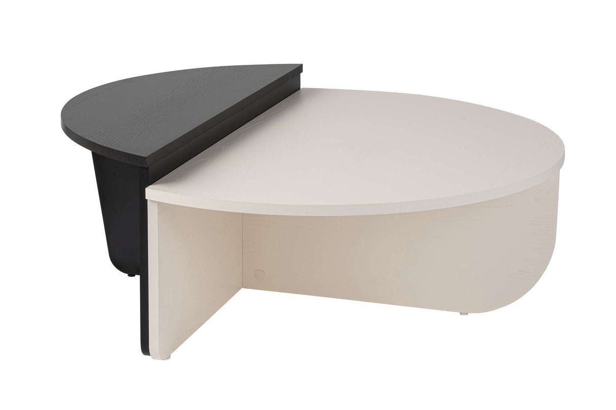 Salontafels - Ronde salontafel Orion wit en zwart melamine 90x60 cm - Dimehouse
