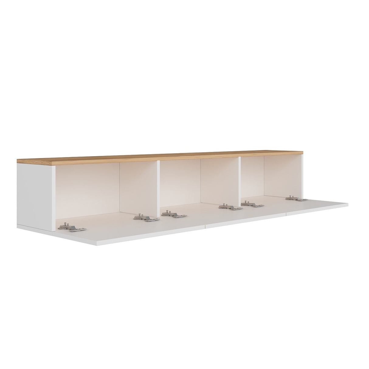 Mensola da parete West bianca con aspetto rovere 150 cm Bianco, aspetto rovere pino atlantico Legno composito con rivestimento melaminico