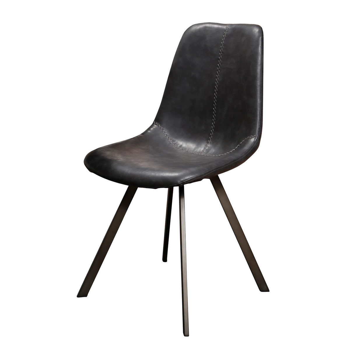 Eetkamerstoelen - Set van 4 Eetkamerstoelen Siena Saddle PU zwart - Dimehouse