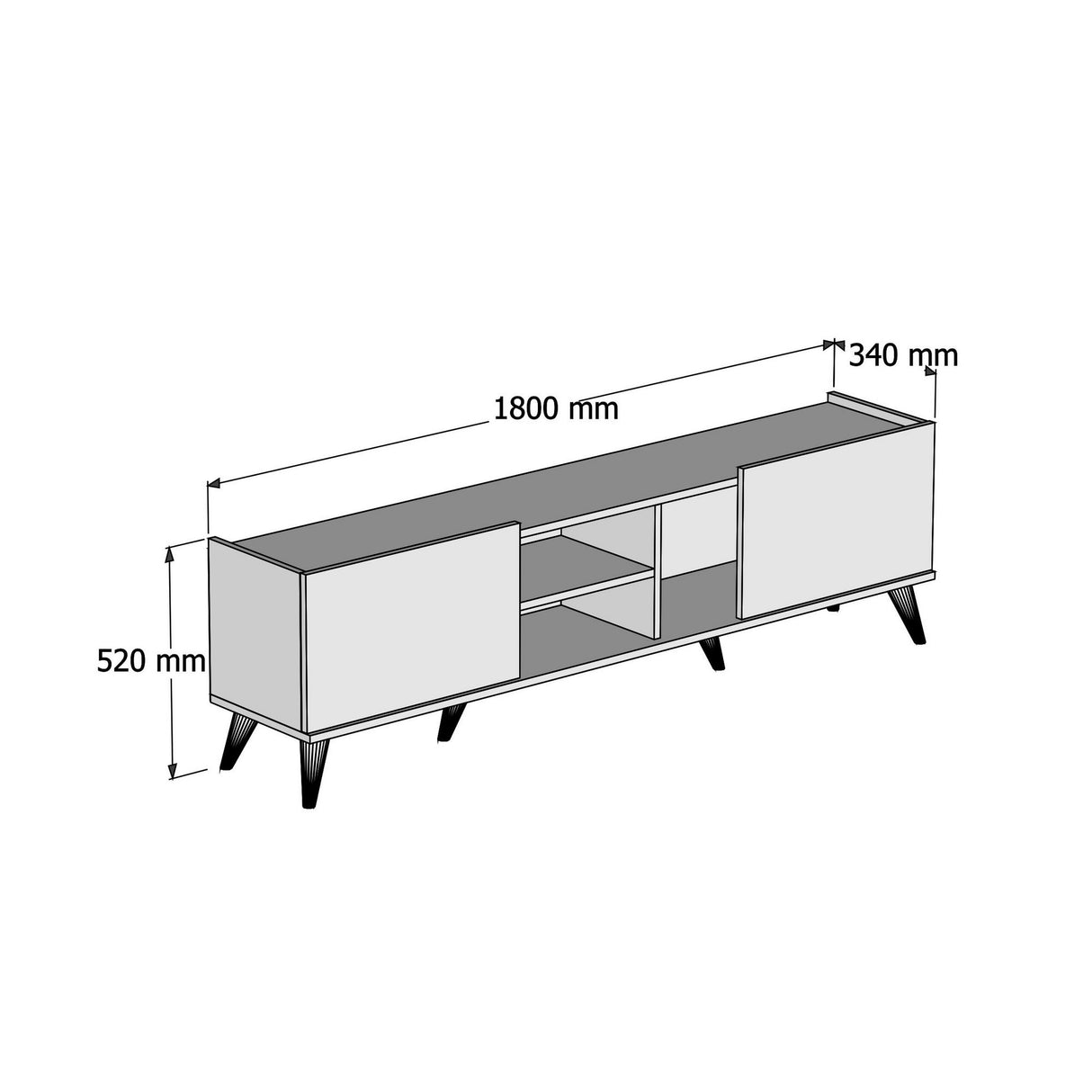 TV Meubels - TV Meubel Elegante Walnoot Zwart Melamine 180x52x34 cm - Dimehouse