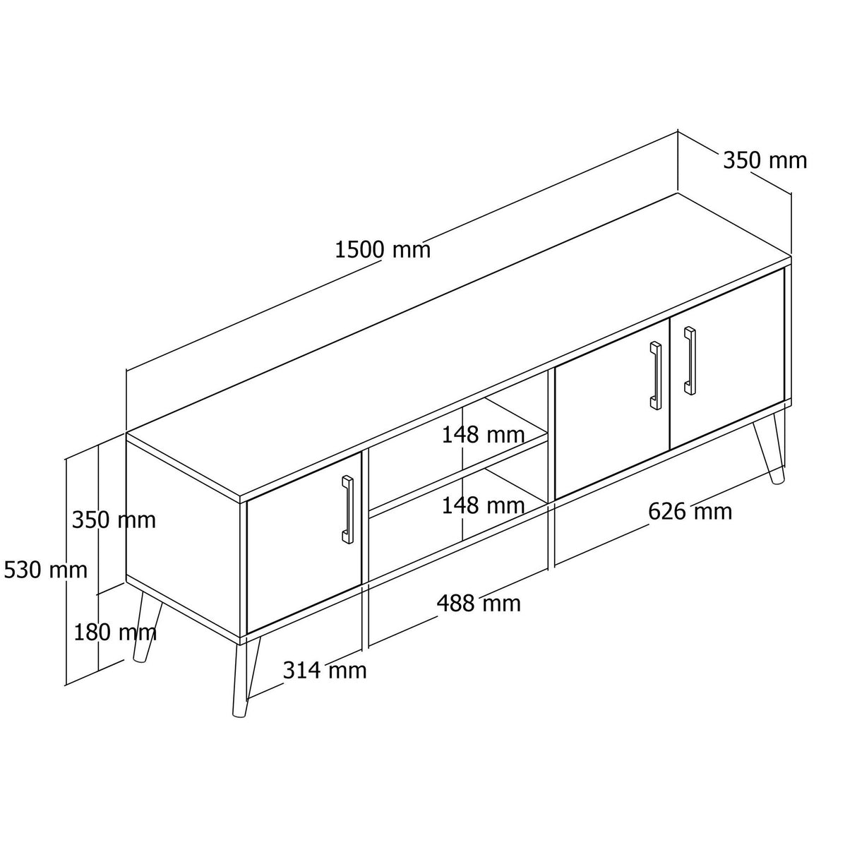 Mobile TV Exxen Rovere Bianco Melaminico 150x52x34 cm