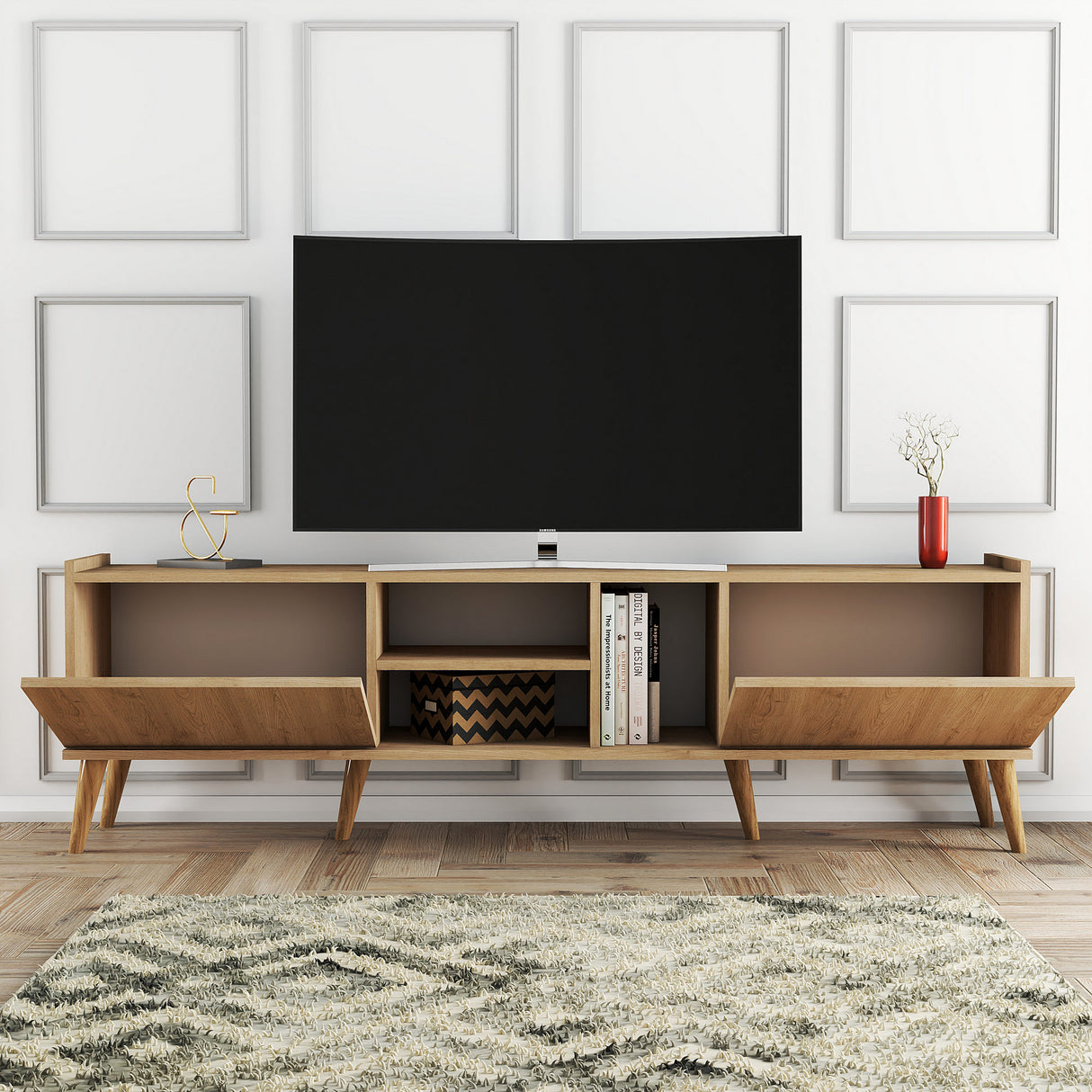 TV Meubels - TV Meubel Lotus Eik Melamine 180x50x34 cm - Dimehouse