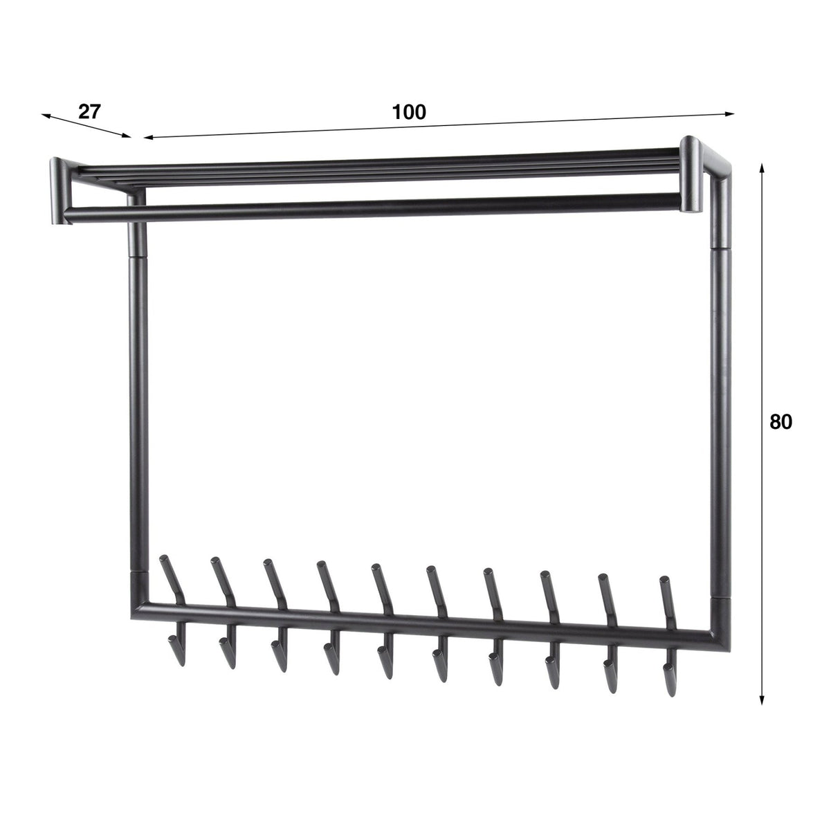 Appendiabiti Kym 20-Ganci Grigio Scuro - Con asta
