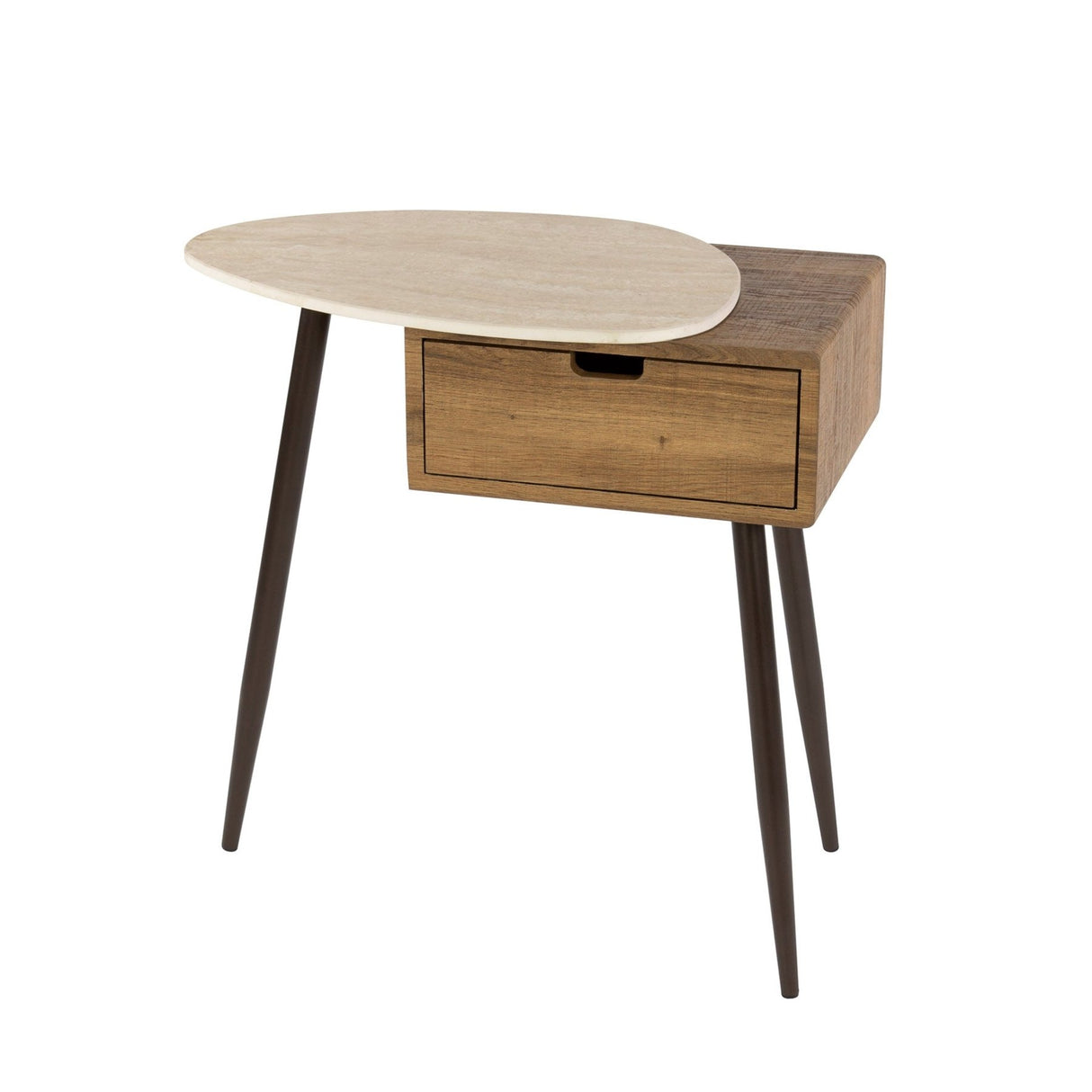 Comodino Borea Sinistro 1 Cassetto Ceramica Travertino