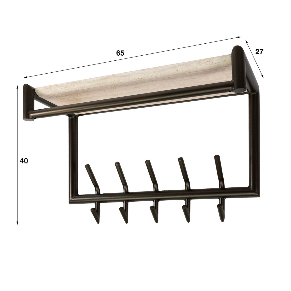 Appendiabiti da parete Aria 2x5 ganci Melaminico Travertino color Bronzo