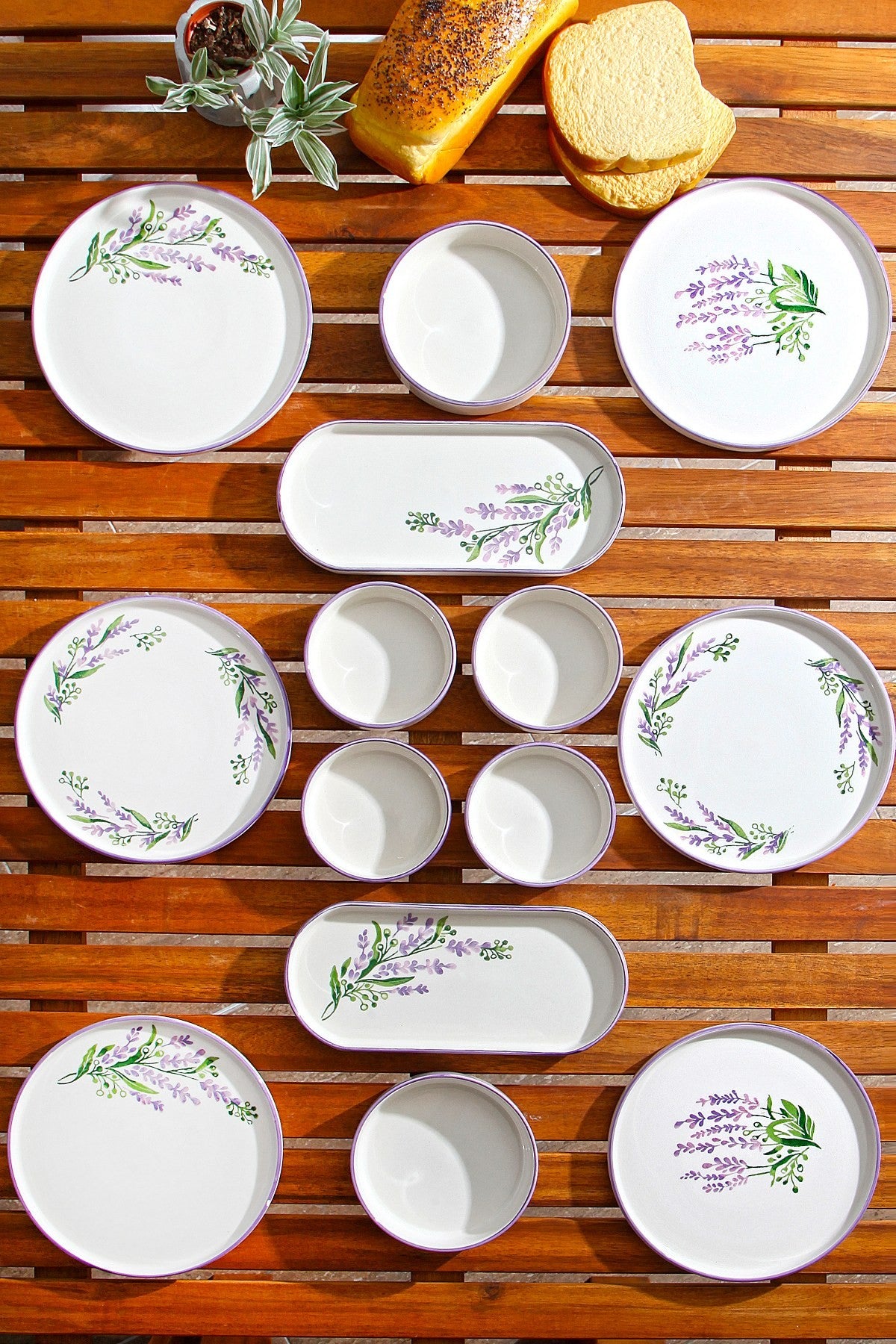 Lavanta 14 Bianco Viola Verde 100% CERAMICA larghezza 19 cm