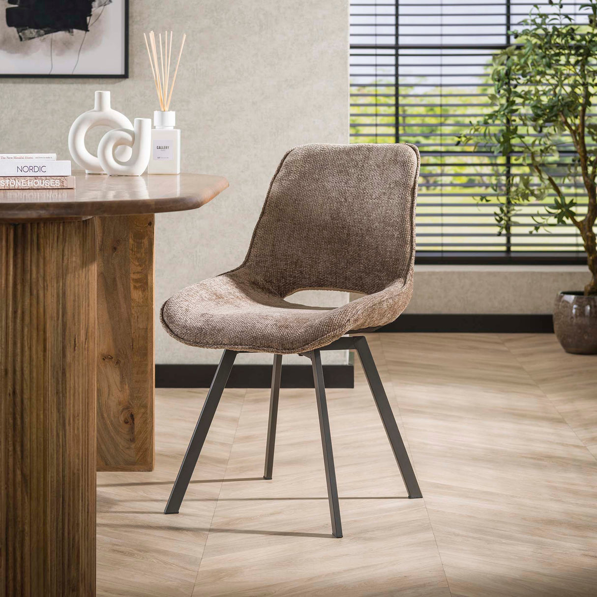 Set di 4 sedie da pranzo Riviera Rich champagne girevoli