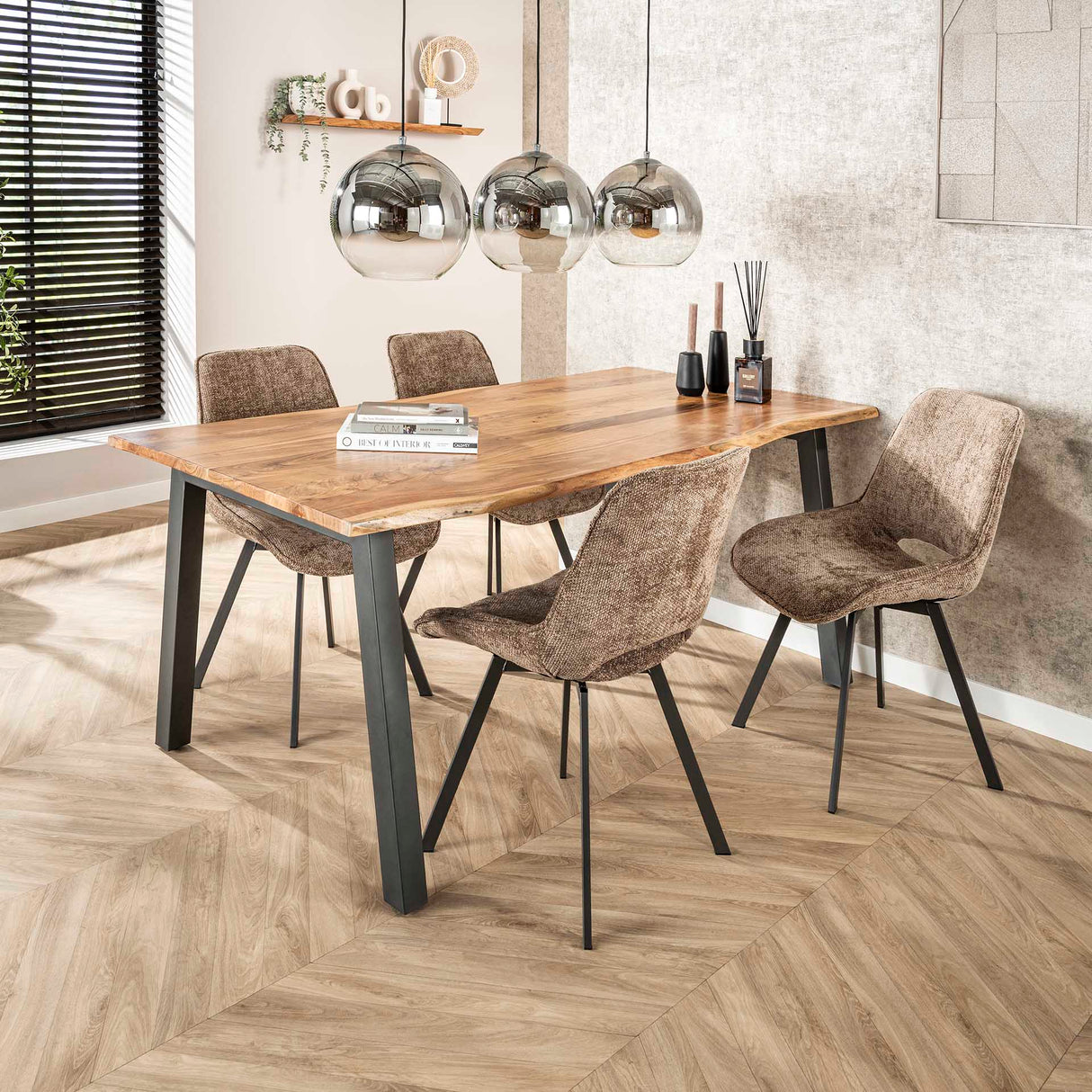 Eetkamerstoelen - Moderne Eetkamerstoel Riviera Rich Champagne Draaibaar Zonder Armleuningen - Dimehouse