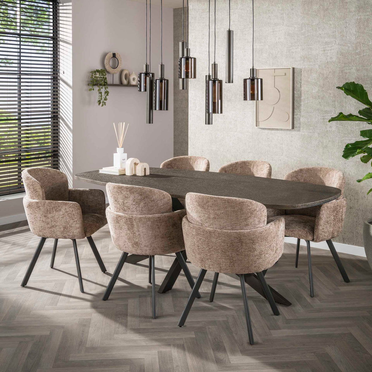 Set di 2 sedie da pranzo moderne Luma Hoven Rich Champagne