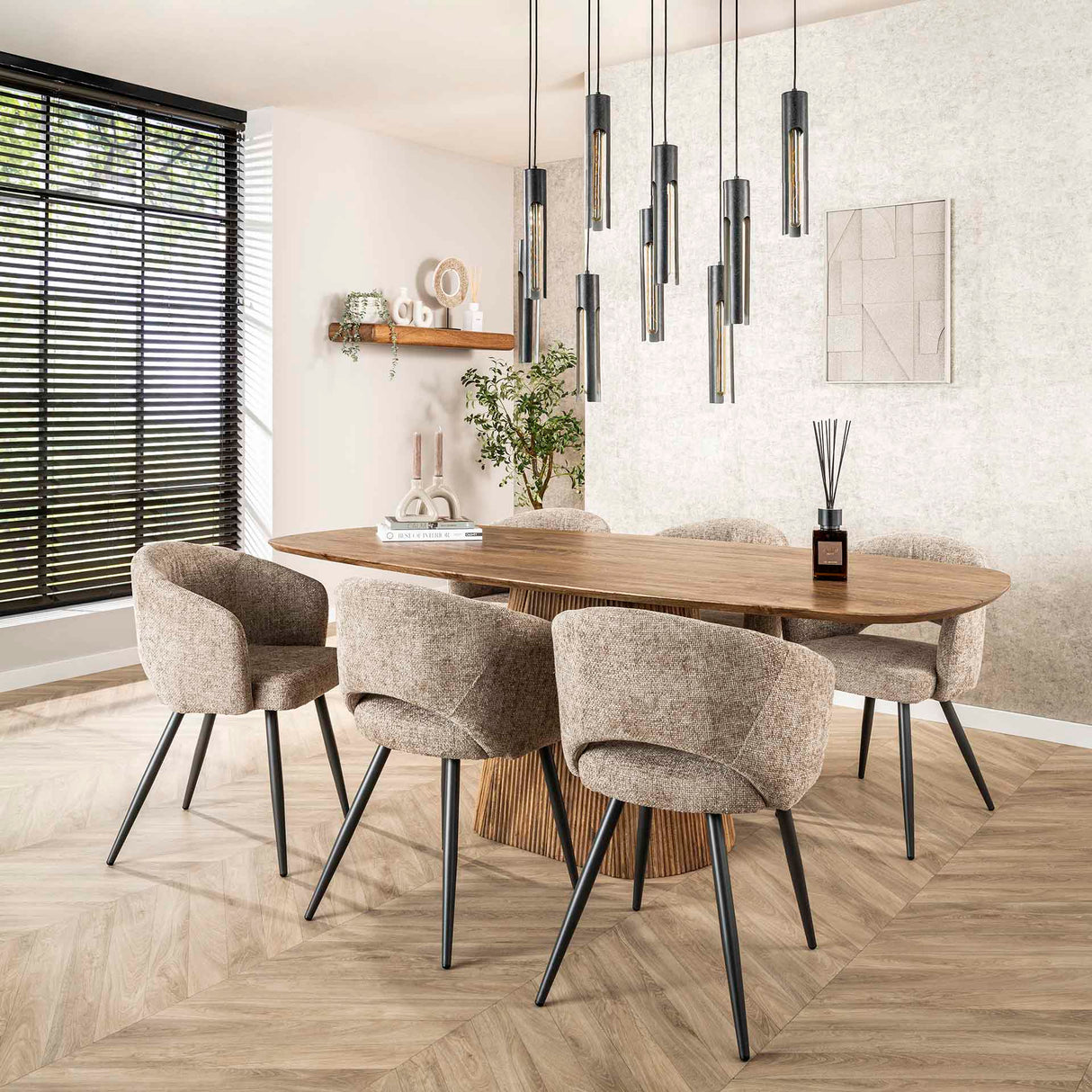 Eetkamerstoelen - Moderne Eetkamerstoel Zand Cargo Tissee Stof - Dimehouse