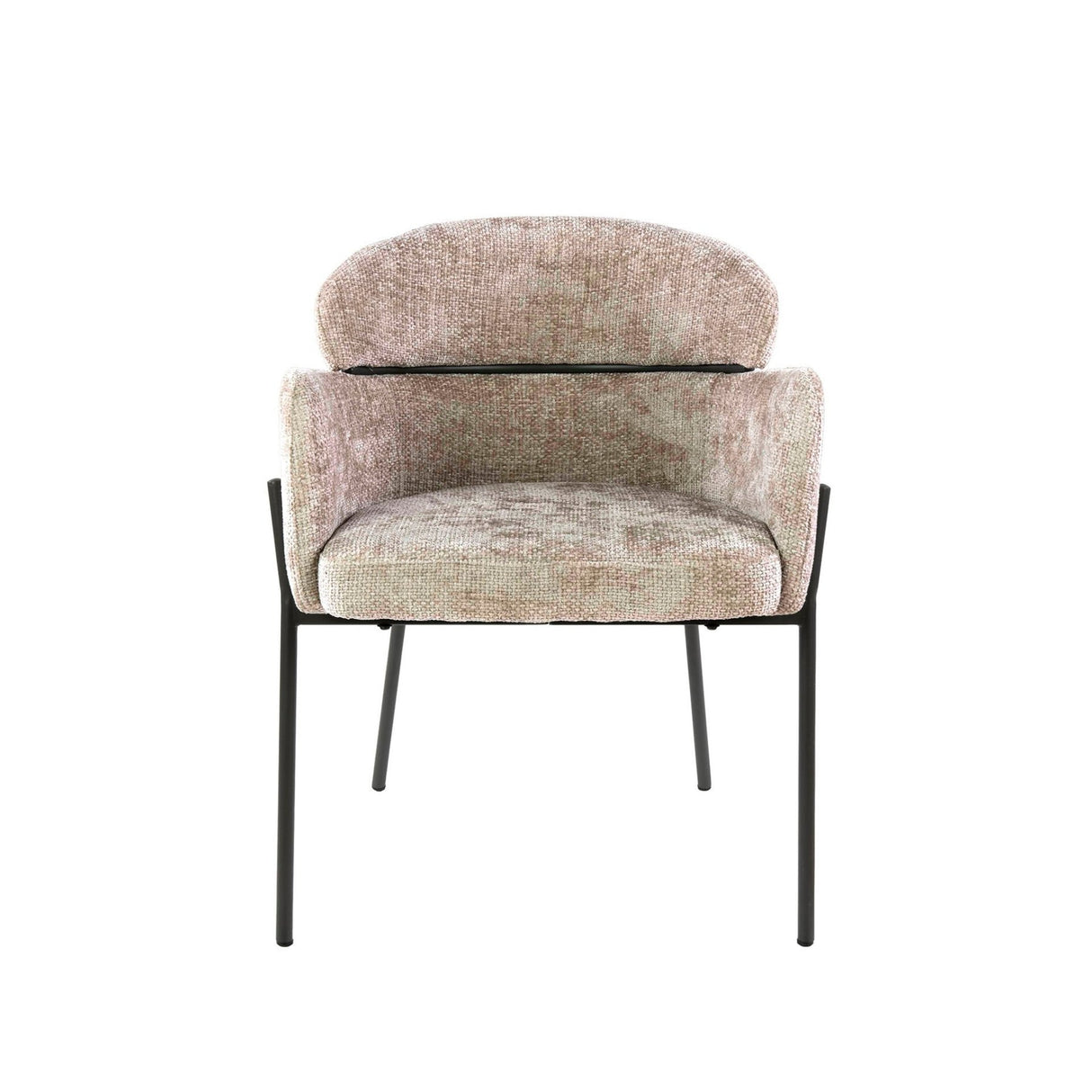 Eetkamerstoelen - Eetkamerstoel Chenille Zand met ronde rug en arm - Lola - Dimehouse