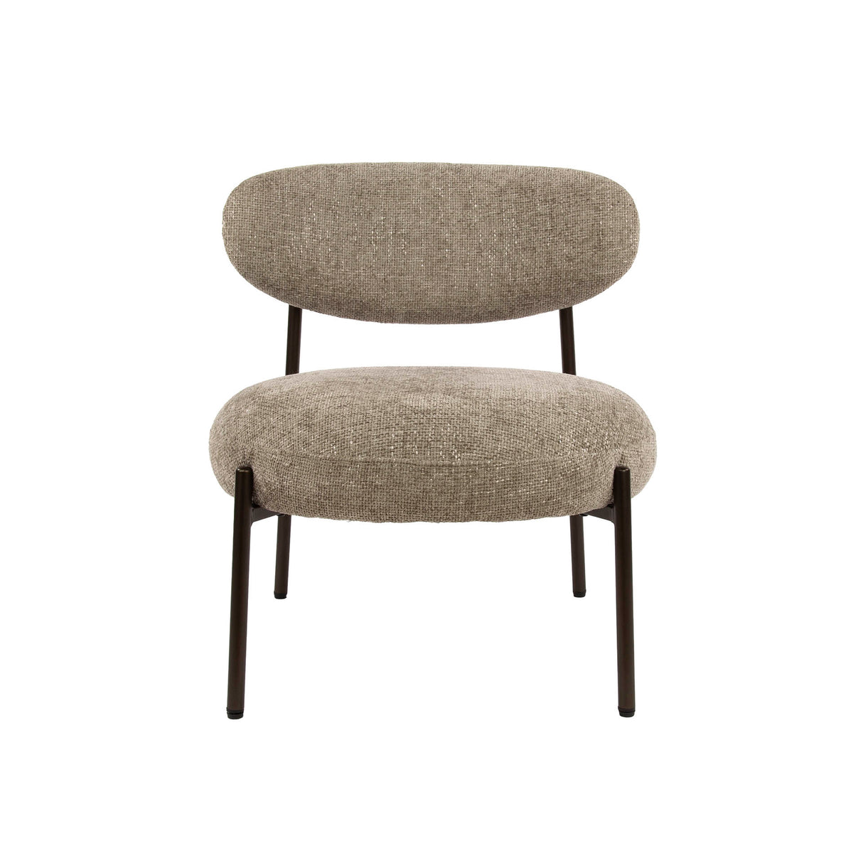 Fauteuils - Ronde Scandinavische fauteuil beige gemêleerde stof Nova - Dimehouse