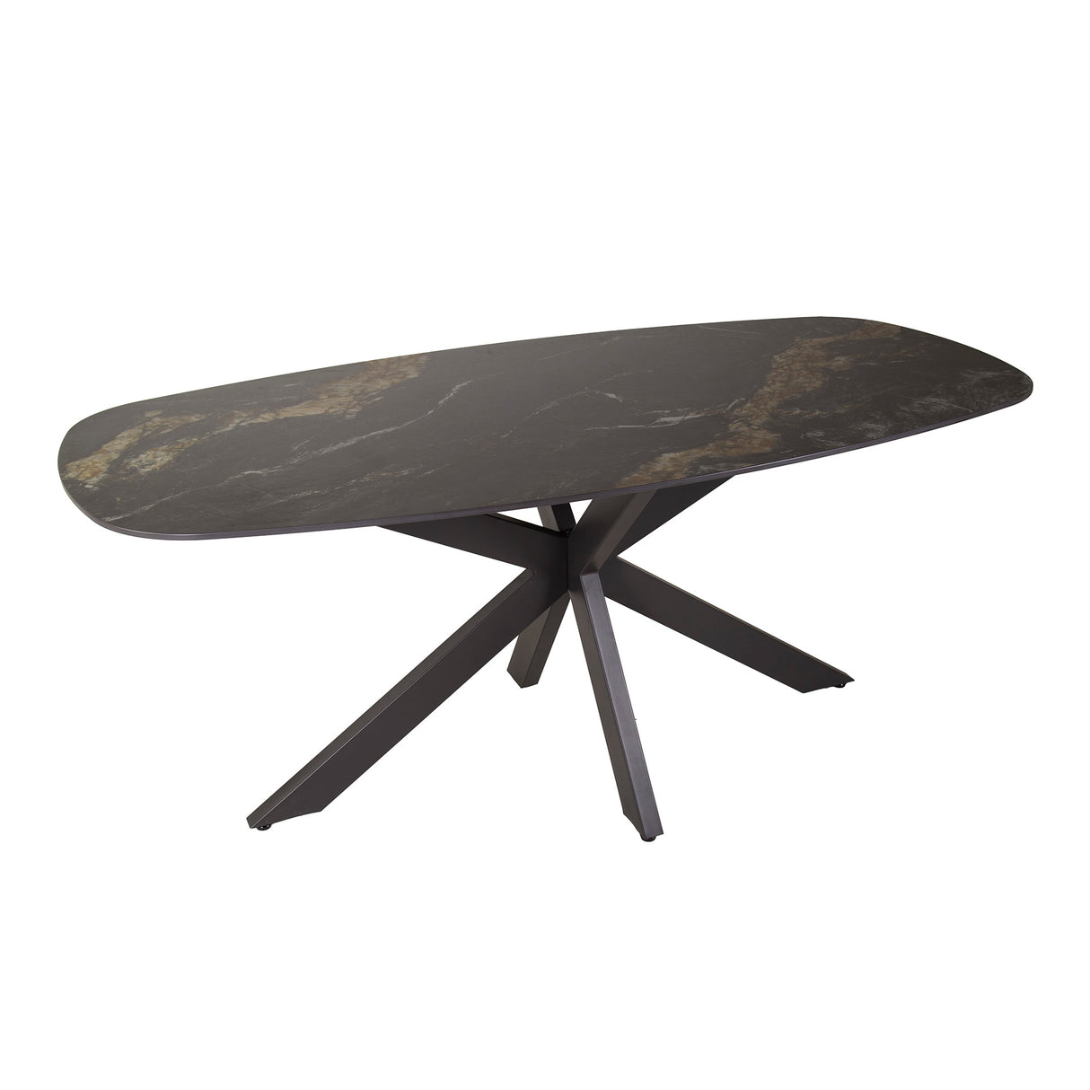 Tavolo da pranzo Dolore 180x90 cm Ovale Danese Effetto Marmo Nero