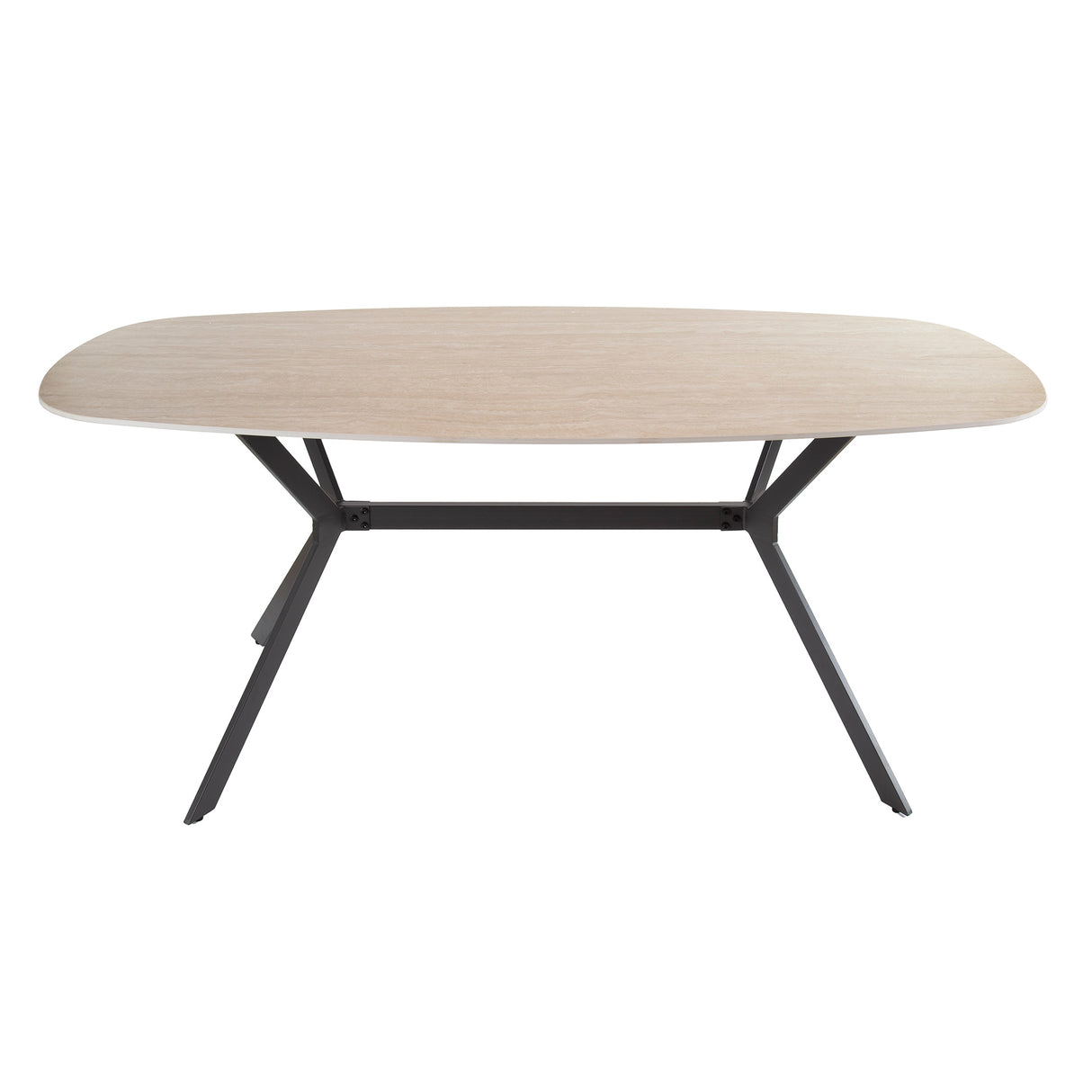 Eettafels - Eettafel Jimi Deens Ovaal Keramiek Travertinlook 180 cm - Dimehouse
