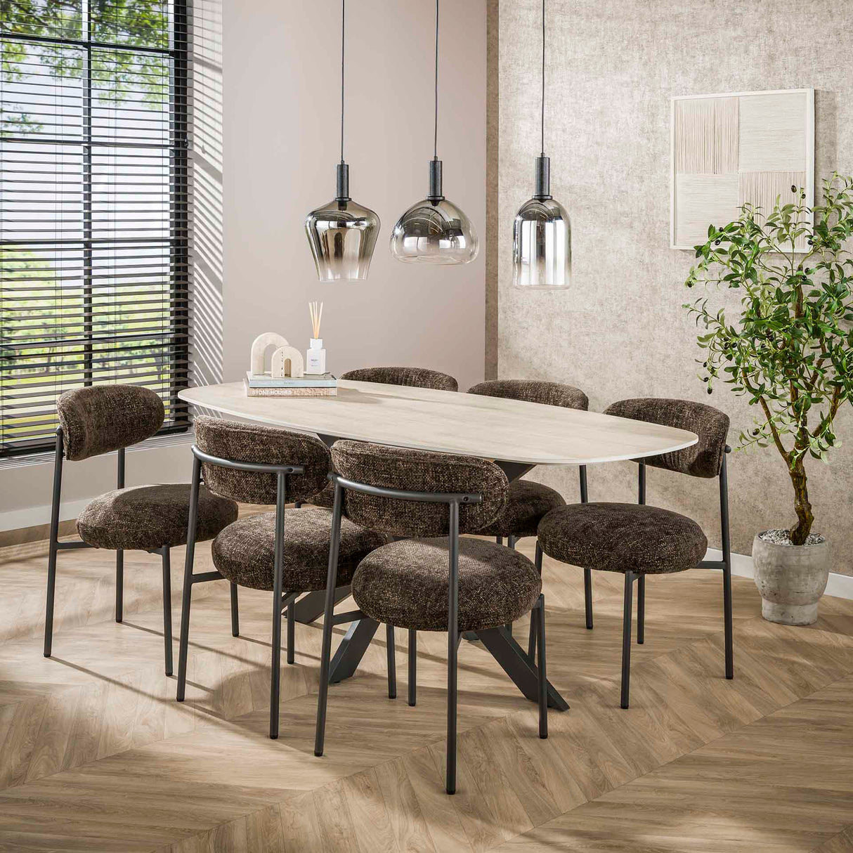 Tavolo da pranzo Valente Ovale in Ceramica Travertino 180 cm