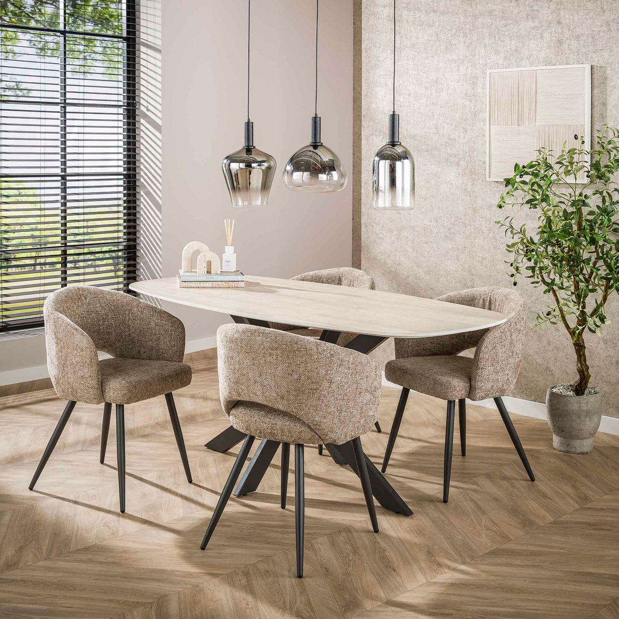 Tavolo da pranzo Valente Ovale in Ceramica Travertino 180 cm
