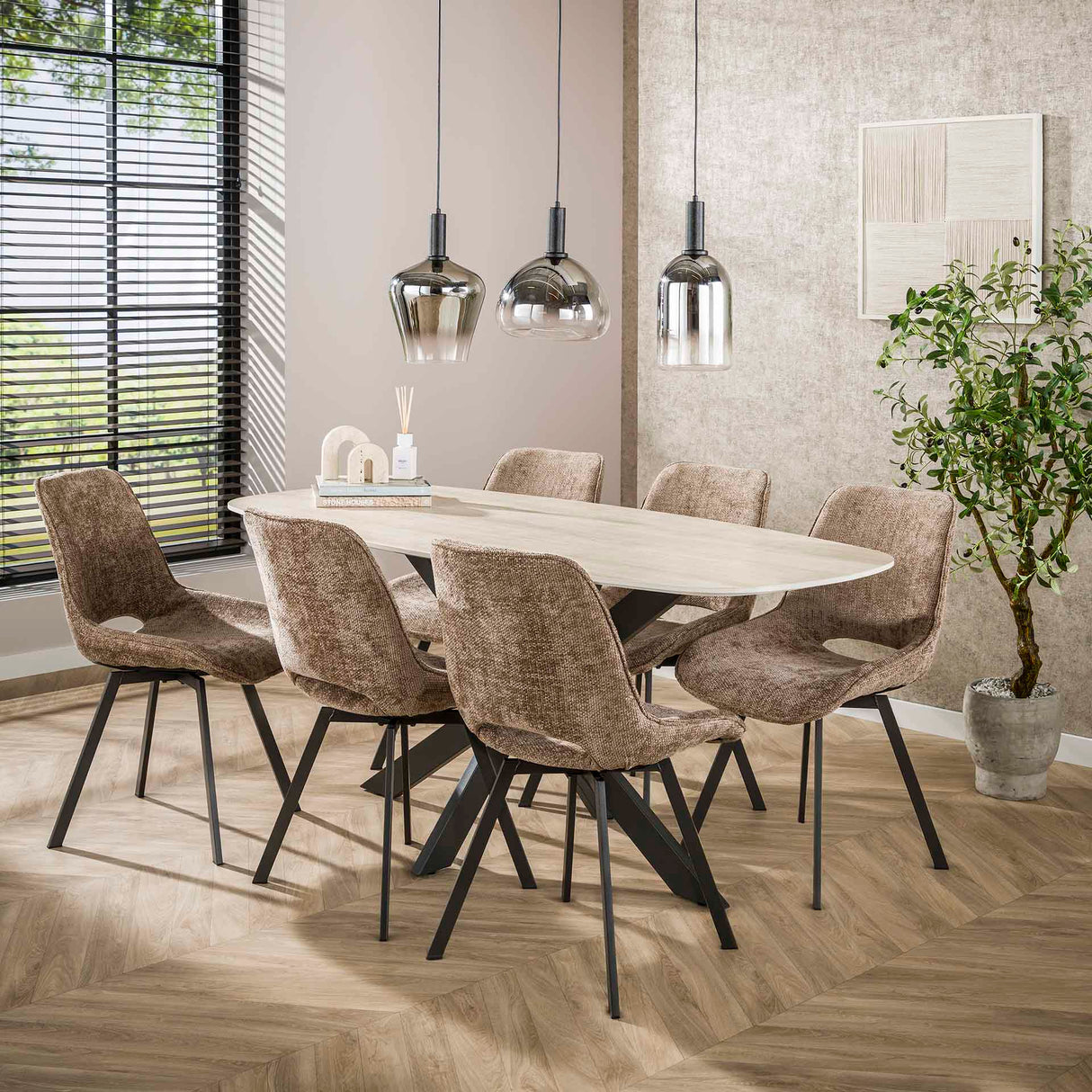 Tavolo da pranzo Valente Ovale in Ceramica Travertino 180 cm