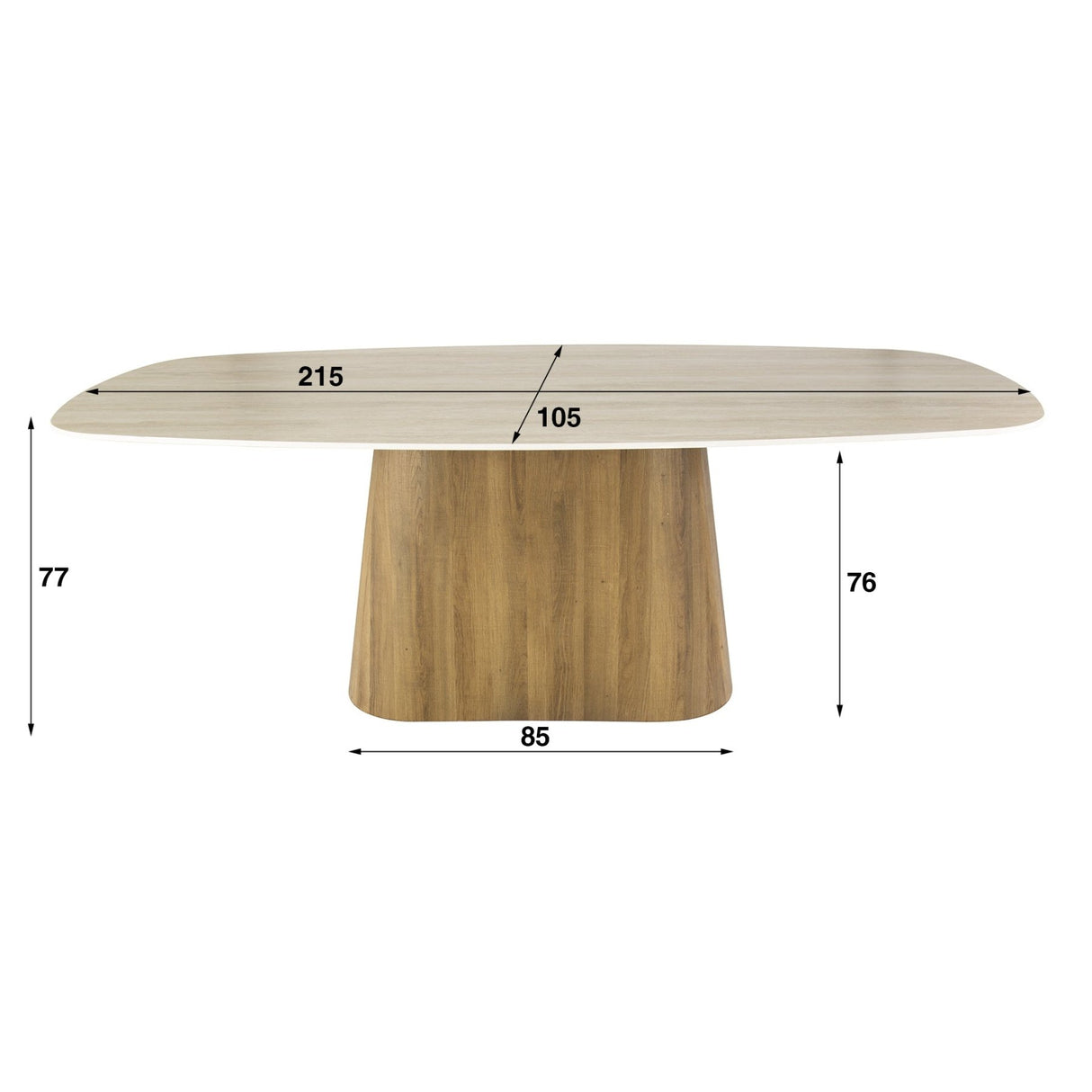 Eettafels - Deens Ovaal Eettafel Jimi 215 cm 3D Keramiek Travertin - Dimehouse