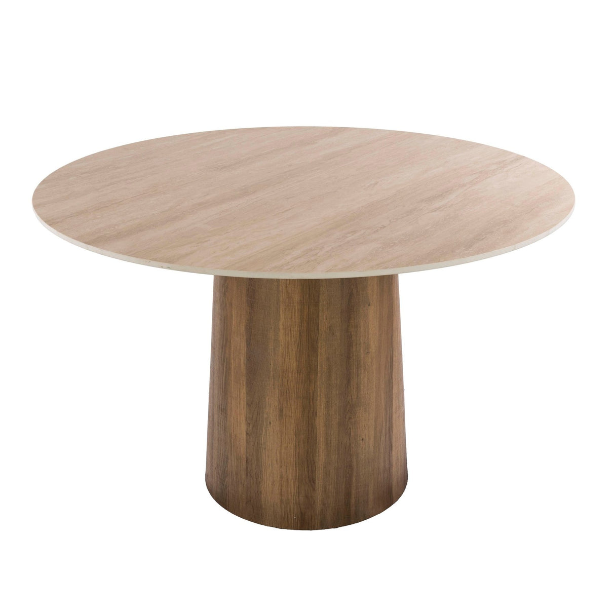 Tavolo da pranzo rotondo Jimi Ø120 cm in ceramica travertino beige