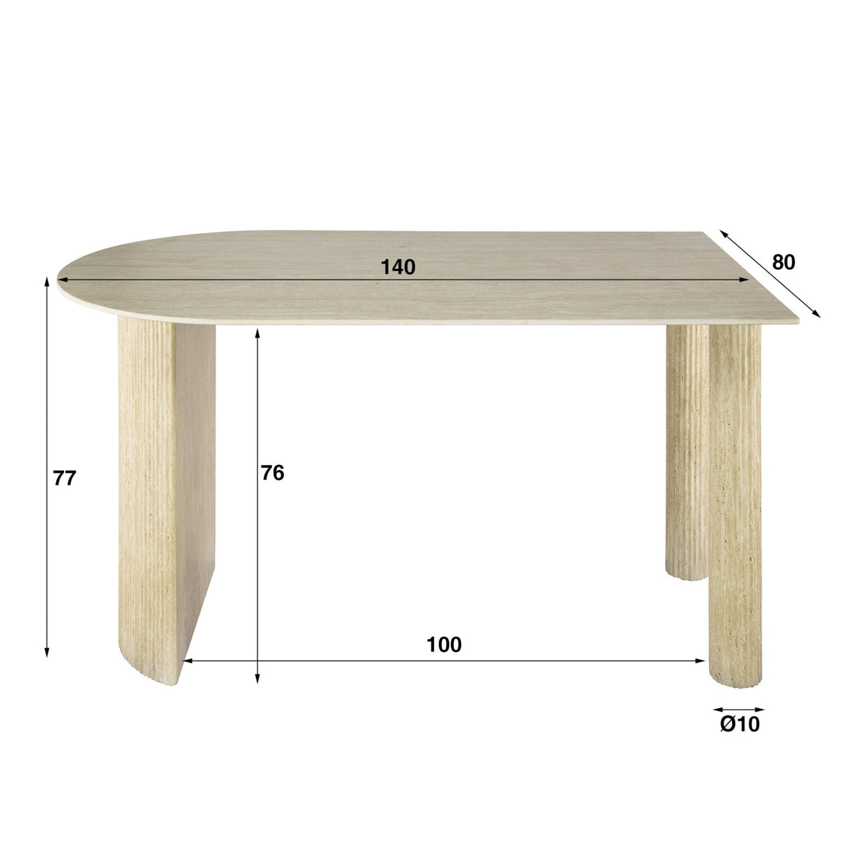 Eettafels - Archon Moderne Eettafel Keramiek Travertin 140x80 cm - Dimehouse