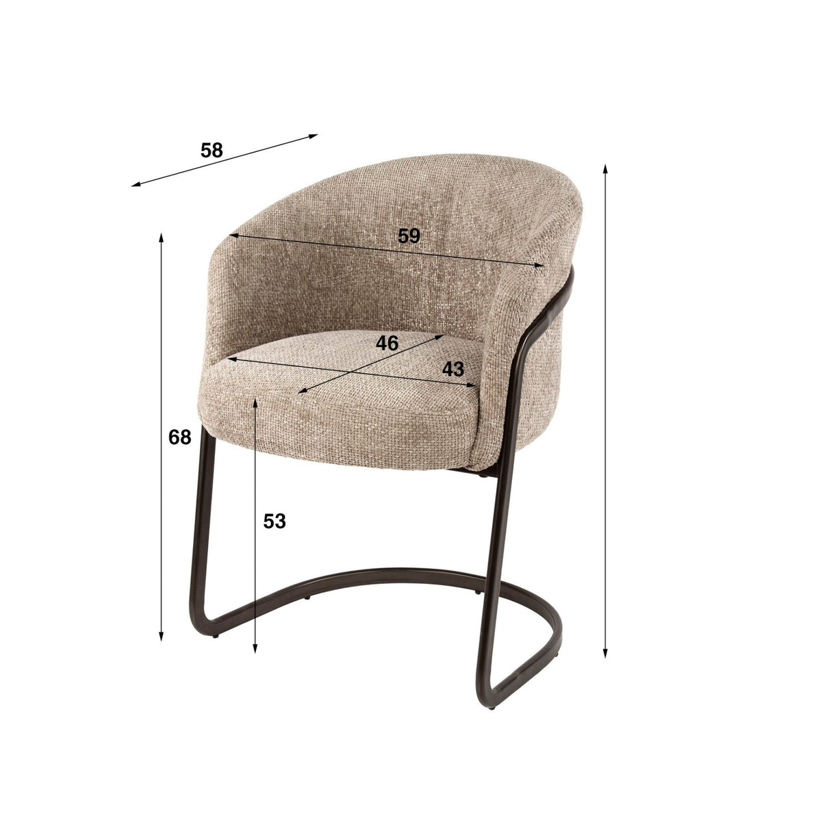 Set di 2 sedie da pranzo Reno Hoven in tessuto sabbia