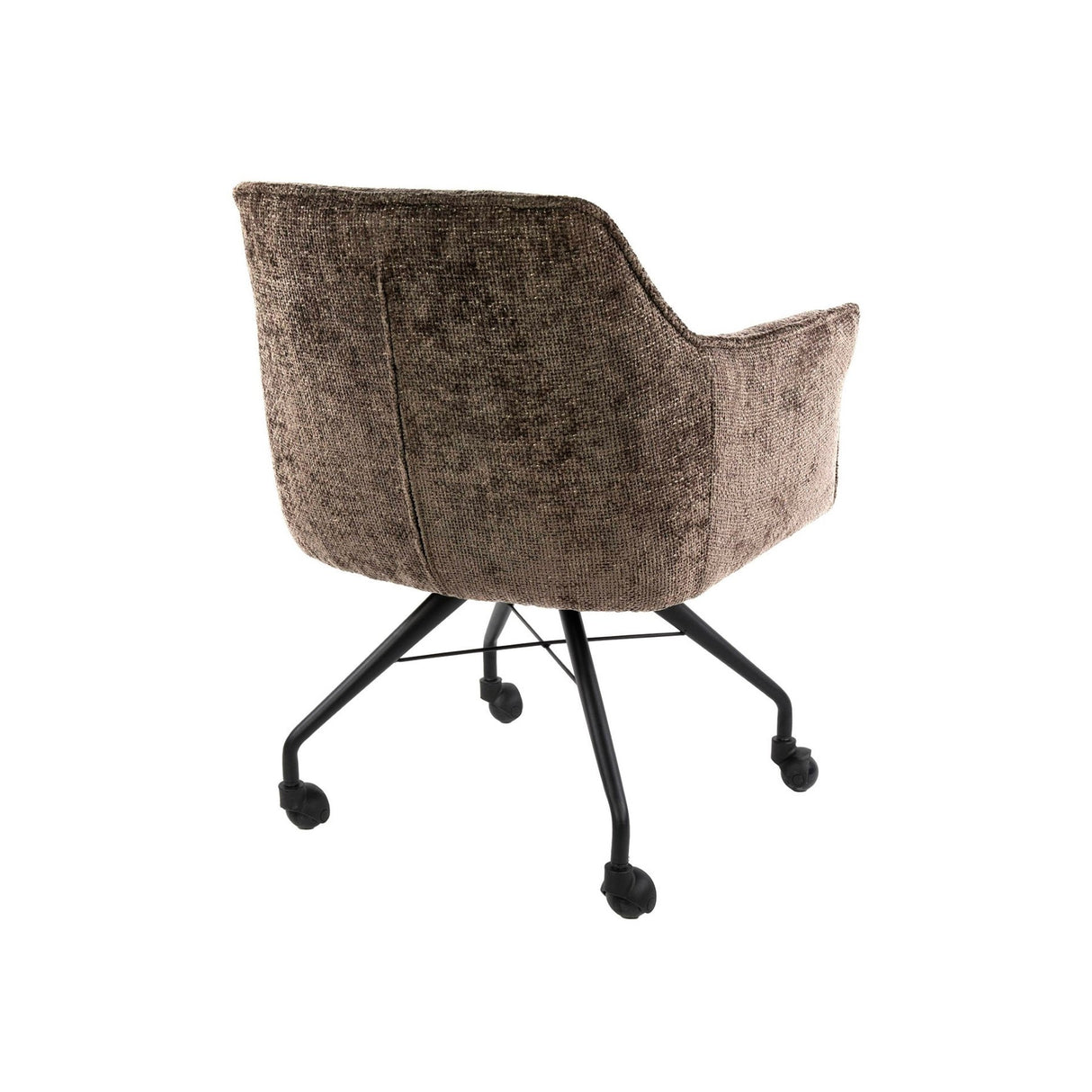 Eetkamerstoelen - Set van 2 Eetkamerstoelen Tova Stof Taupe Met Wieltjes - Dimehouse