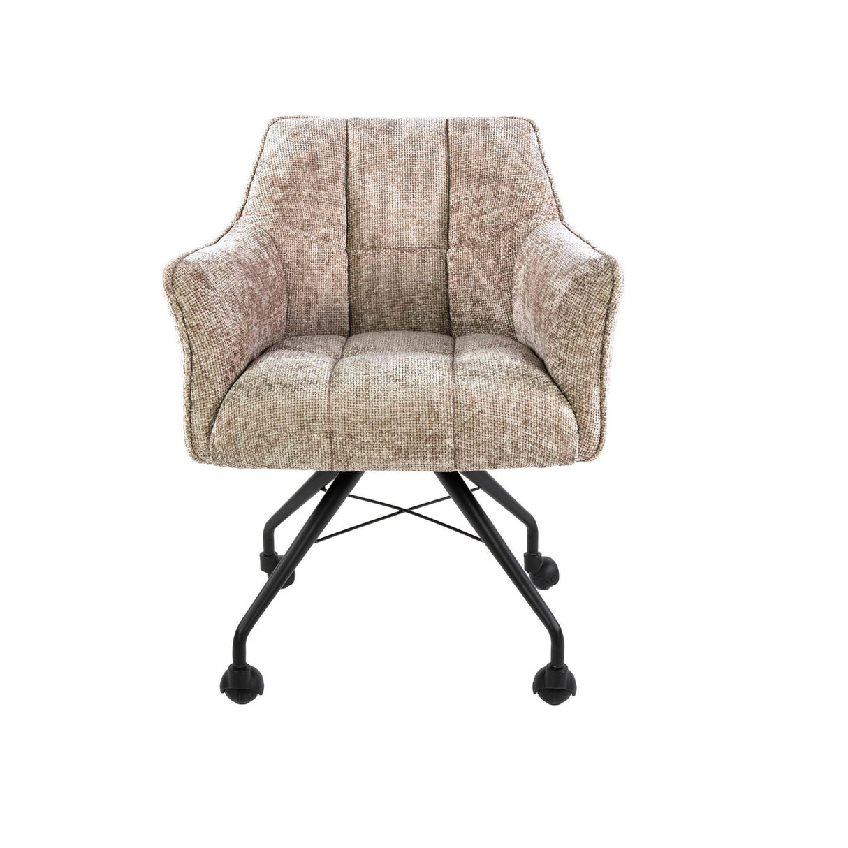 Set di 2 sedie da pranzo in tessuto Tova Hoven Rich Sand con ruote