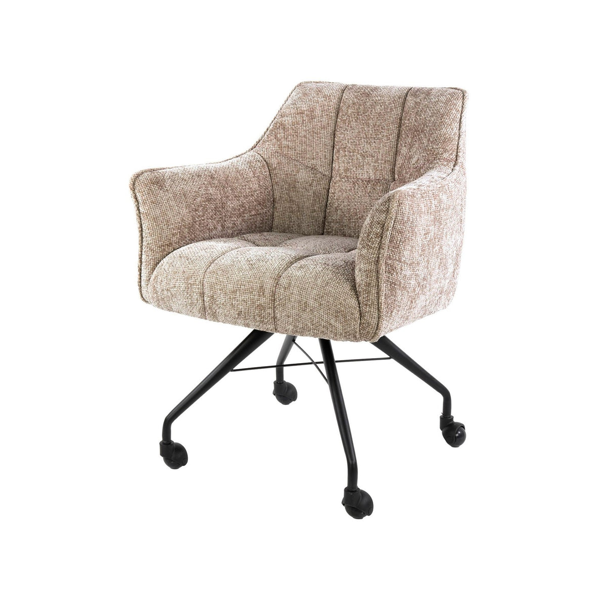 Set di 2 sedie da pranzo in tessuto Tova Hoven Rich Sand con ruote