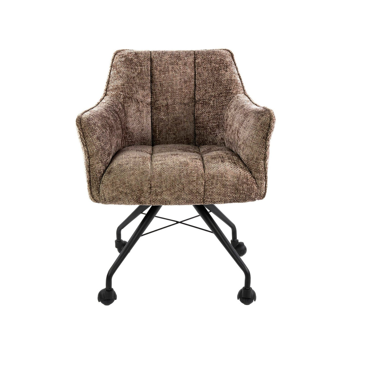 Set 2 Sedie Sala Da Pranzo Tova In Tessuto Hoven Rich Champagne Con Ruote