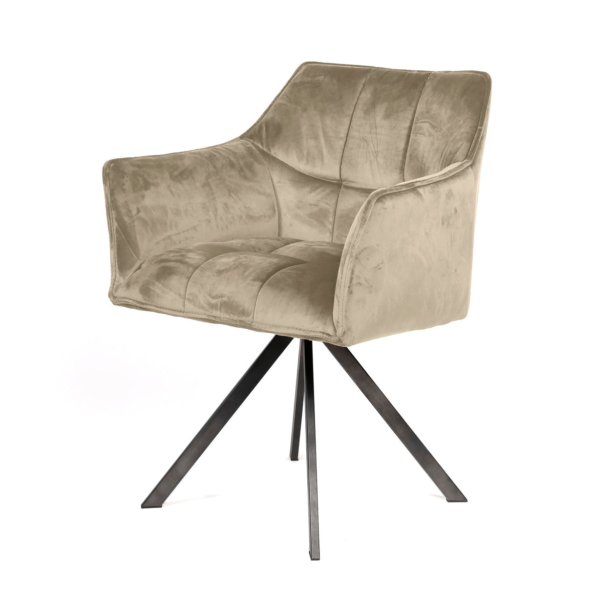 Eetkamerstoelen - Set van 2 Eetkamerstoelen Lino Velvet Champagne Draaibaar - Dimehouse