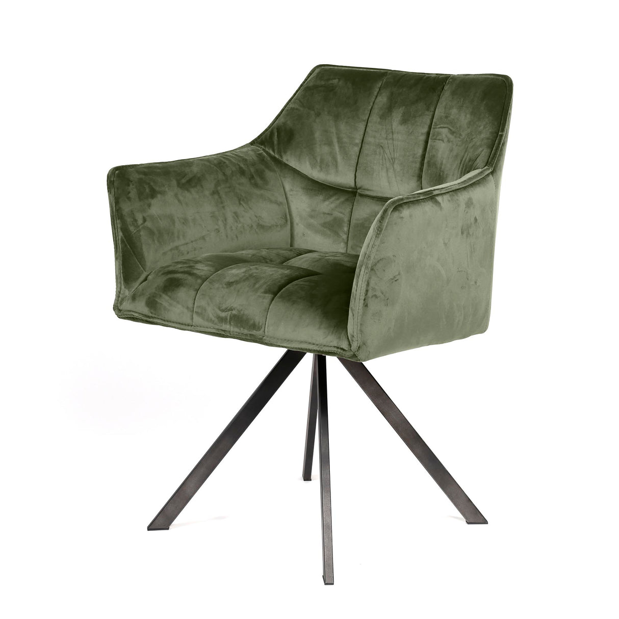 Set di 2 sedie per sala da pranzo Lino Velvet Green Girevoli