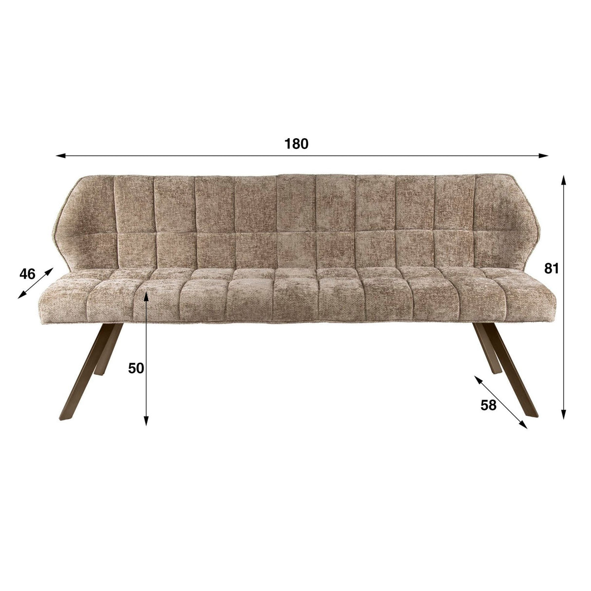 Eetkamerbank Raster Chenille Bruin