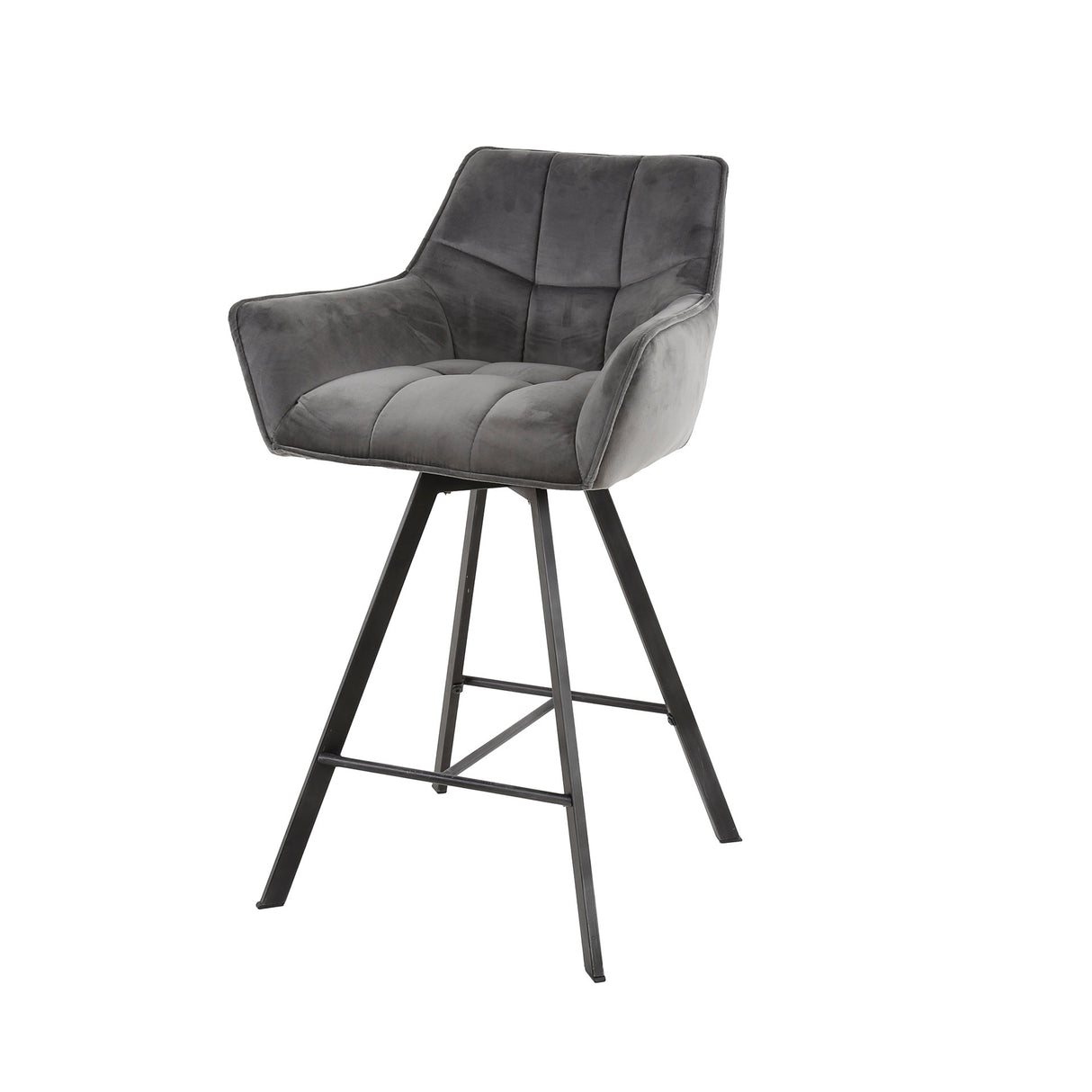 Set di 2 Sgabelli Bar Lino Velvet Antracite Girevoli