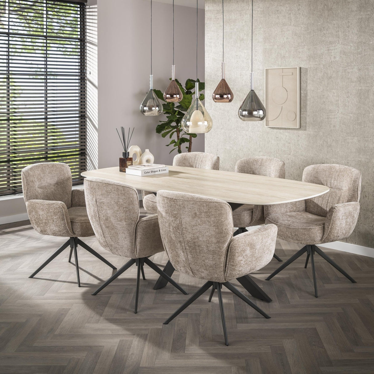 Set di 2 sedie da pranzo Savona girevoli Hoven Rich Sand