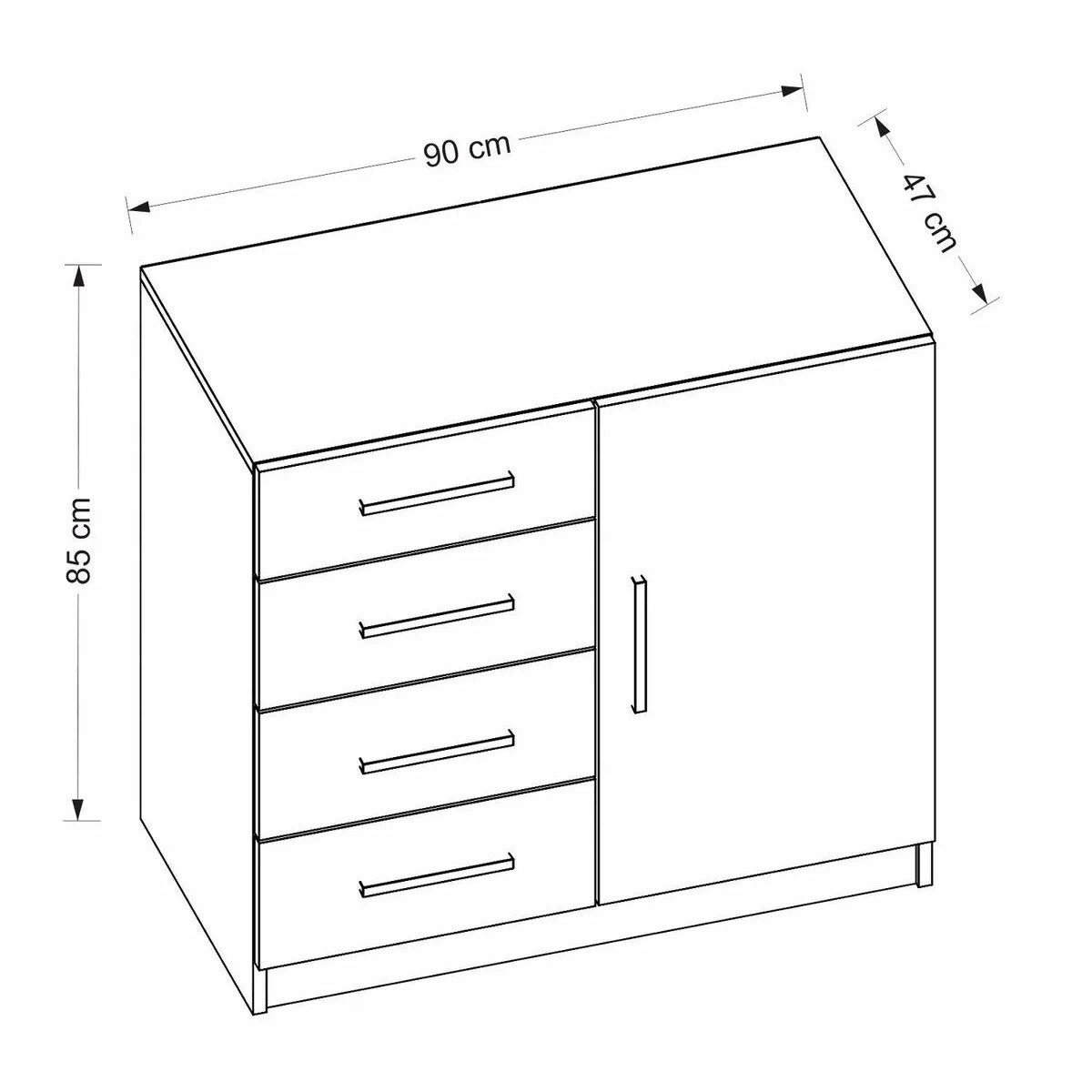Ladekasten - Ladekast Kale Wit Melamine 90x85x47 cm - Dimehouse