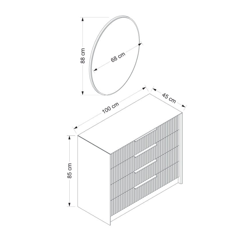 Ladekasten - Ladekast Kale Luxe Antraciet Melamine 100x85x45 cm - Dimehouse