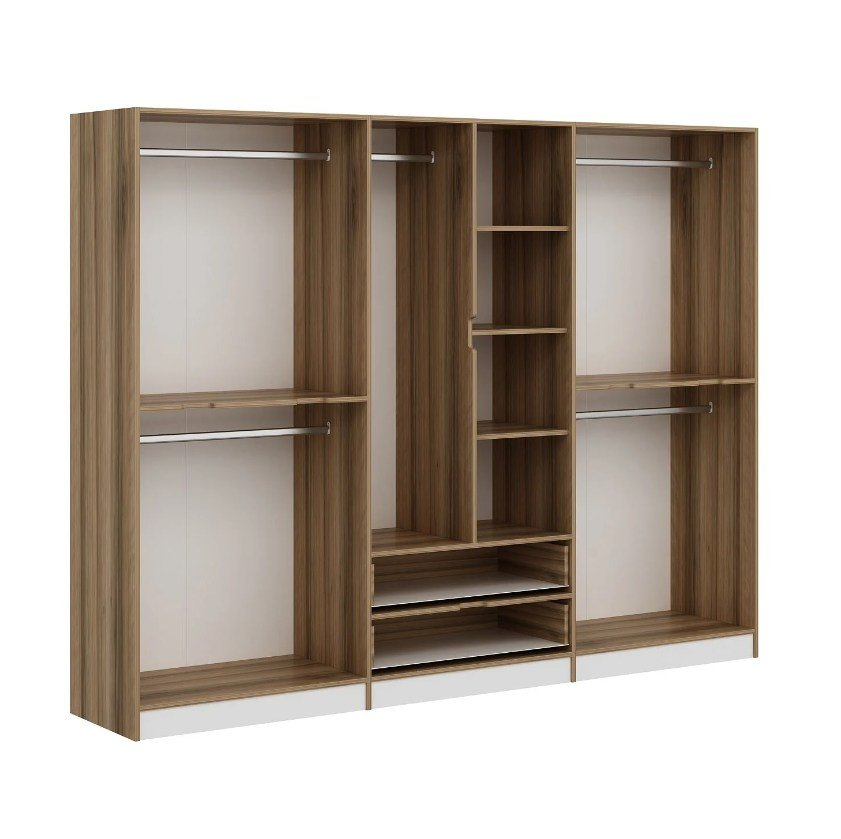 Armadio Elina Bianco Oro Melaminico 277x208x52 cm