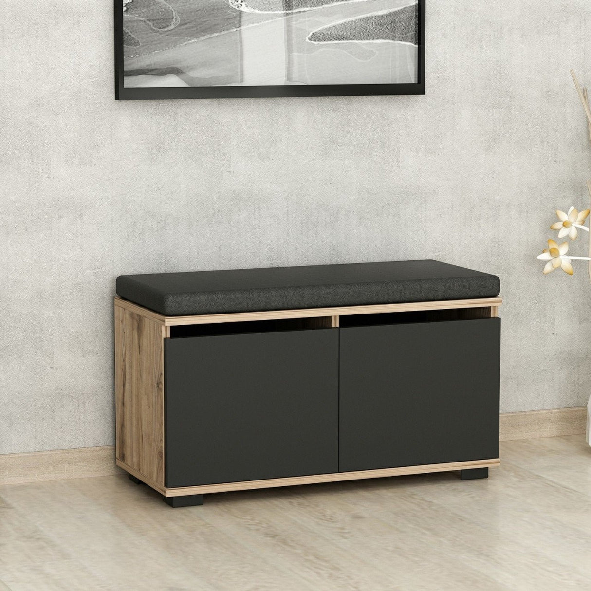 Scarpiera Drago Noce Nero Melaminico 80x42x35 cm