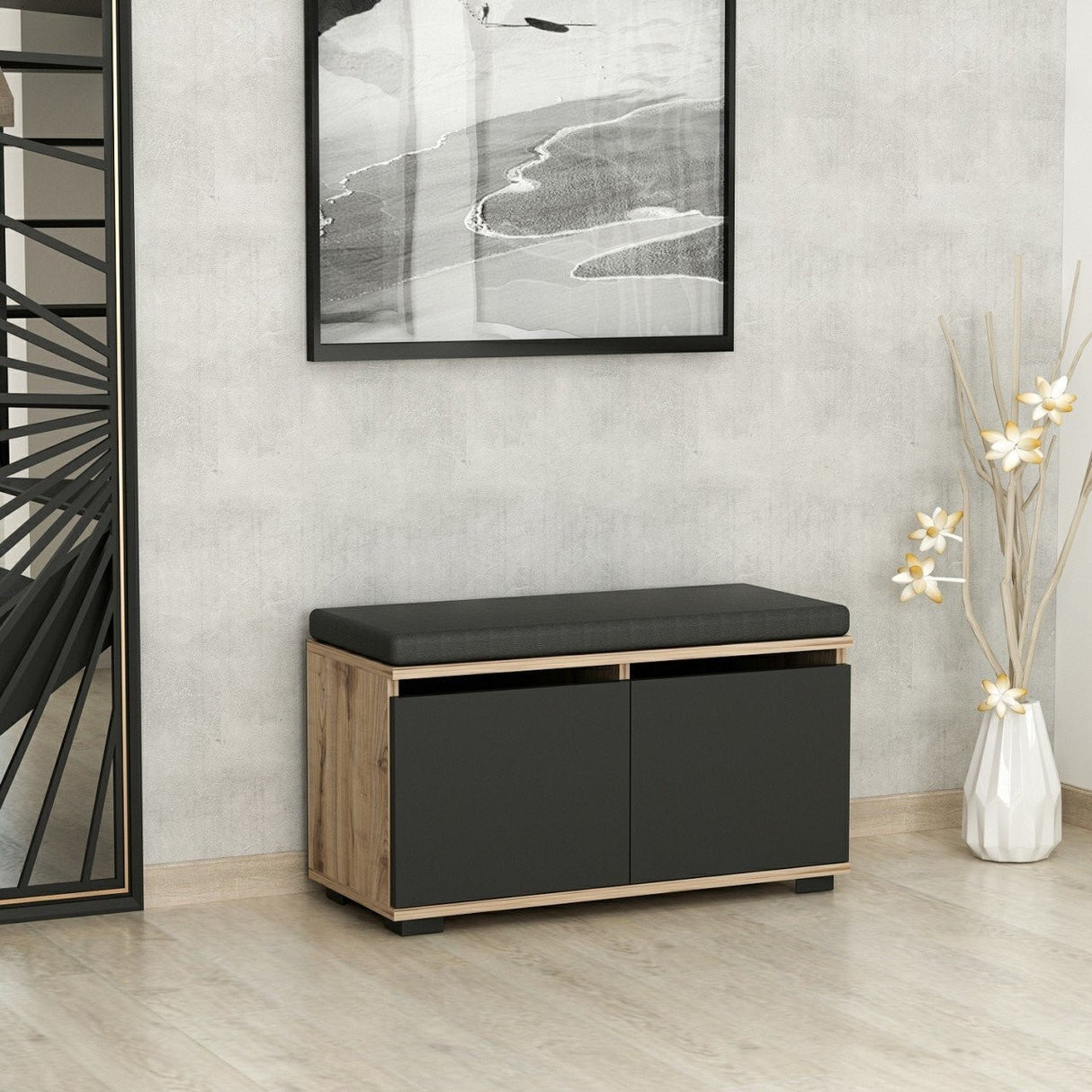 Scarpiera Drago Noce Nero Melaminico 80x42x35 cm