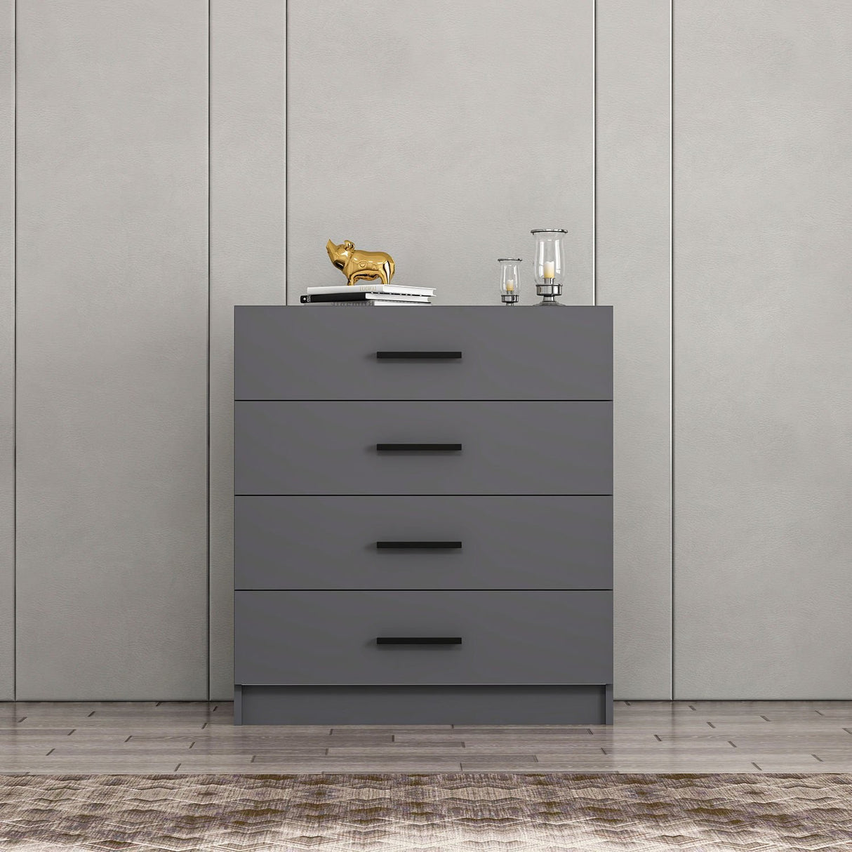 Ladekasten - Ladekast Kale TV Antraciet Melamine 90x100x47 cm - Dimehouse