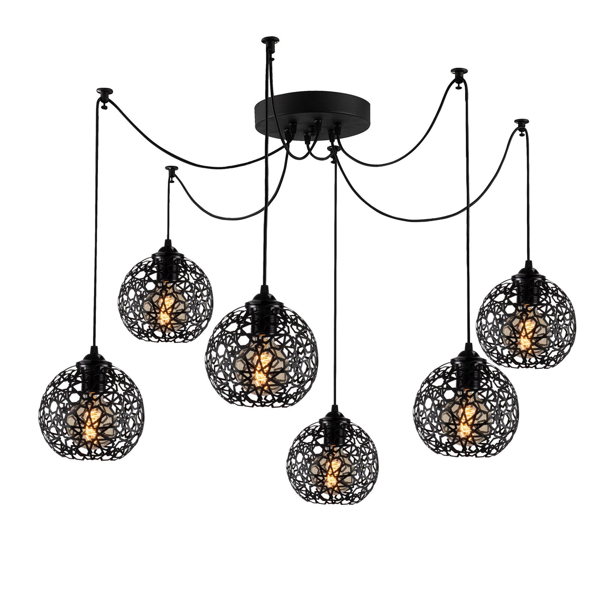 Hanglampen - Hanglamp 6 - lichts Zwart Metaal Quartz - Dimehouse
