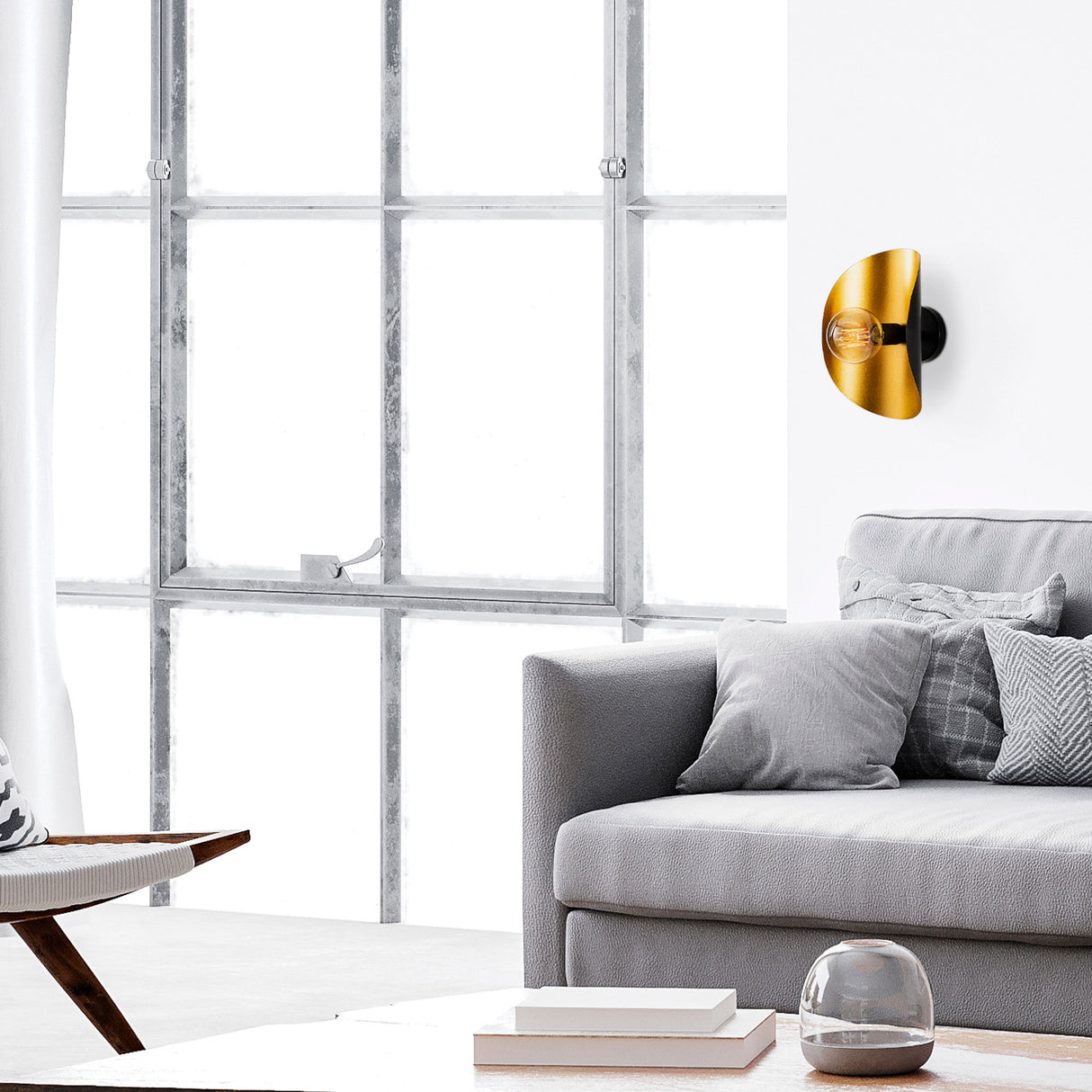 Lampada da parete in metallo nero oro Echelon