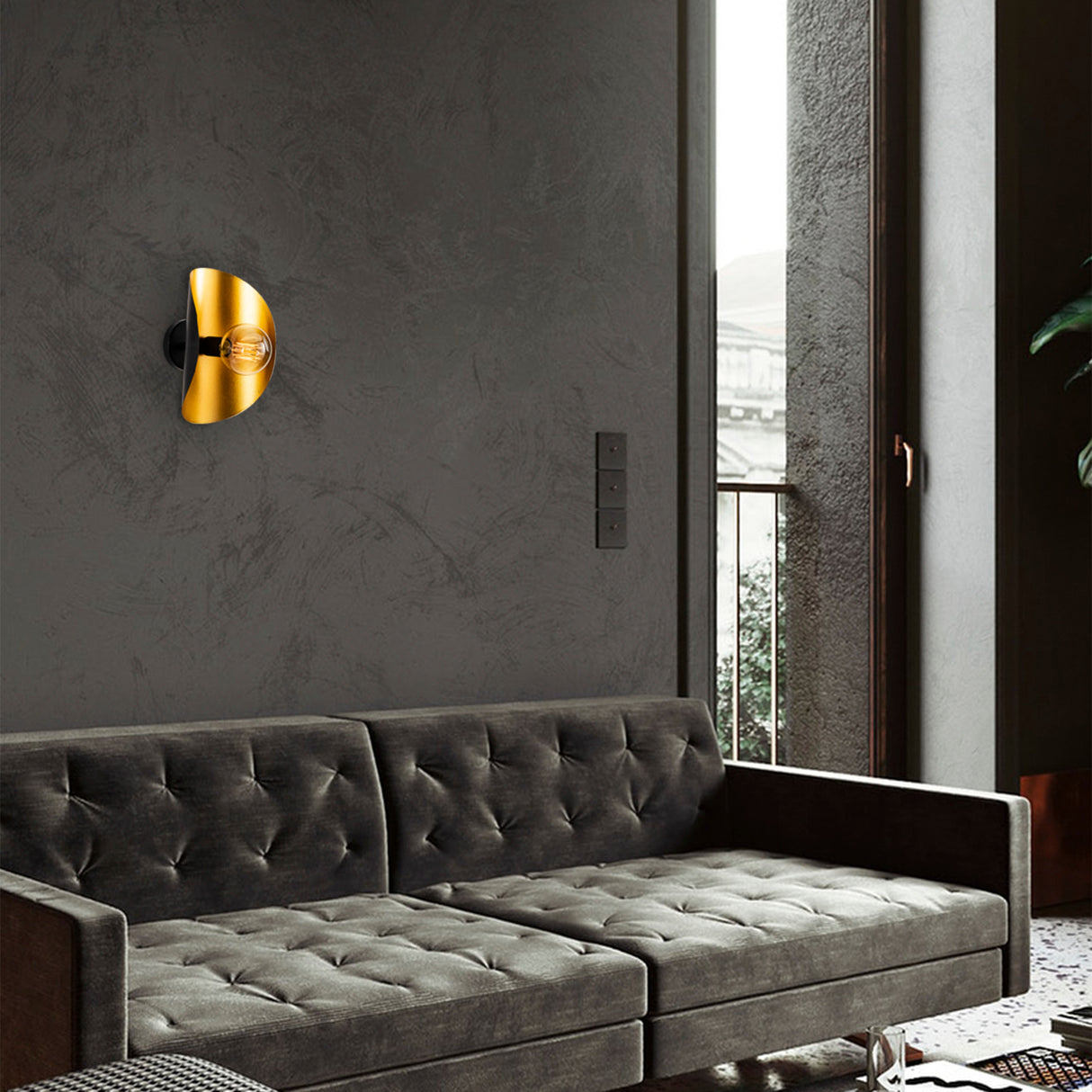 Lampada da parete in metallo nero oro Echelon