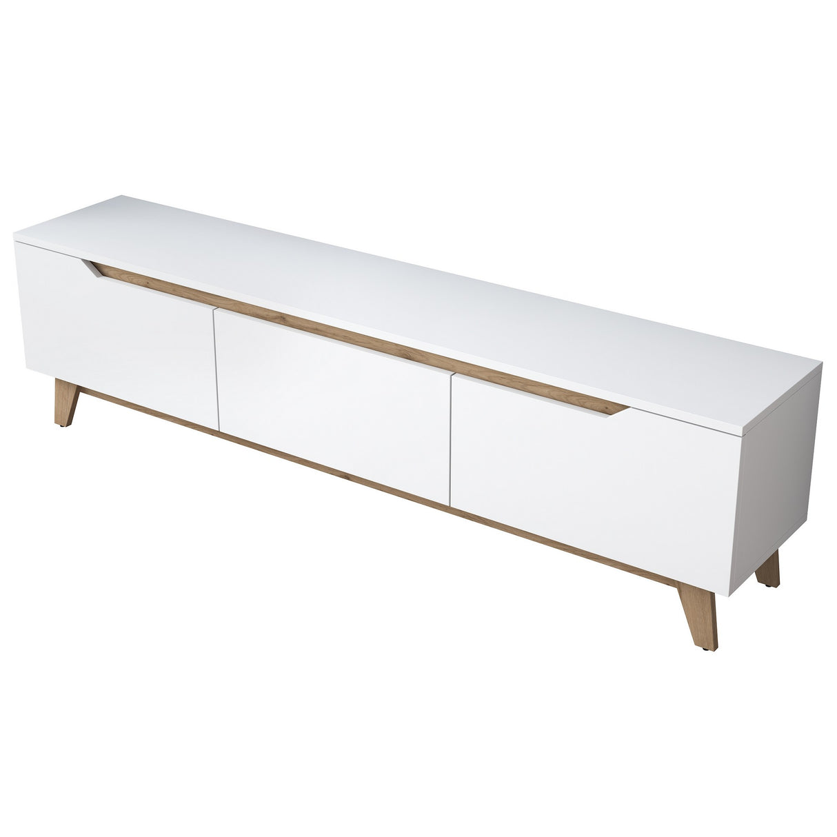 TV Meubels - TV Meubel Osiris Wit Licht Walnoot Melamine 180x48,6x35 cm - Dimehouse